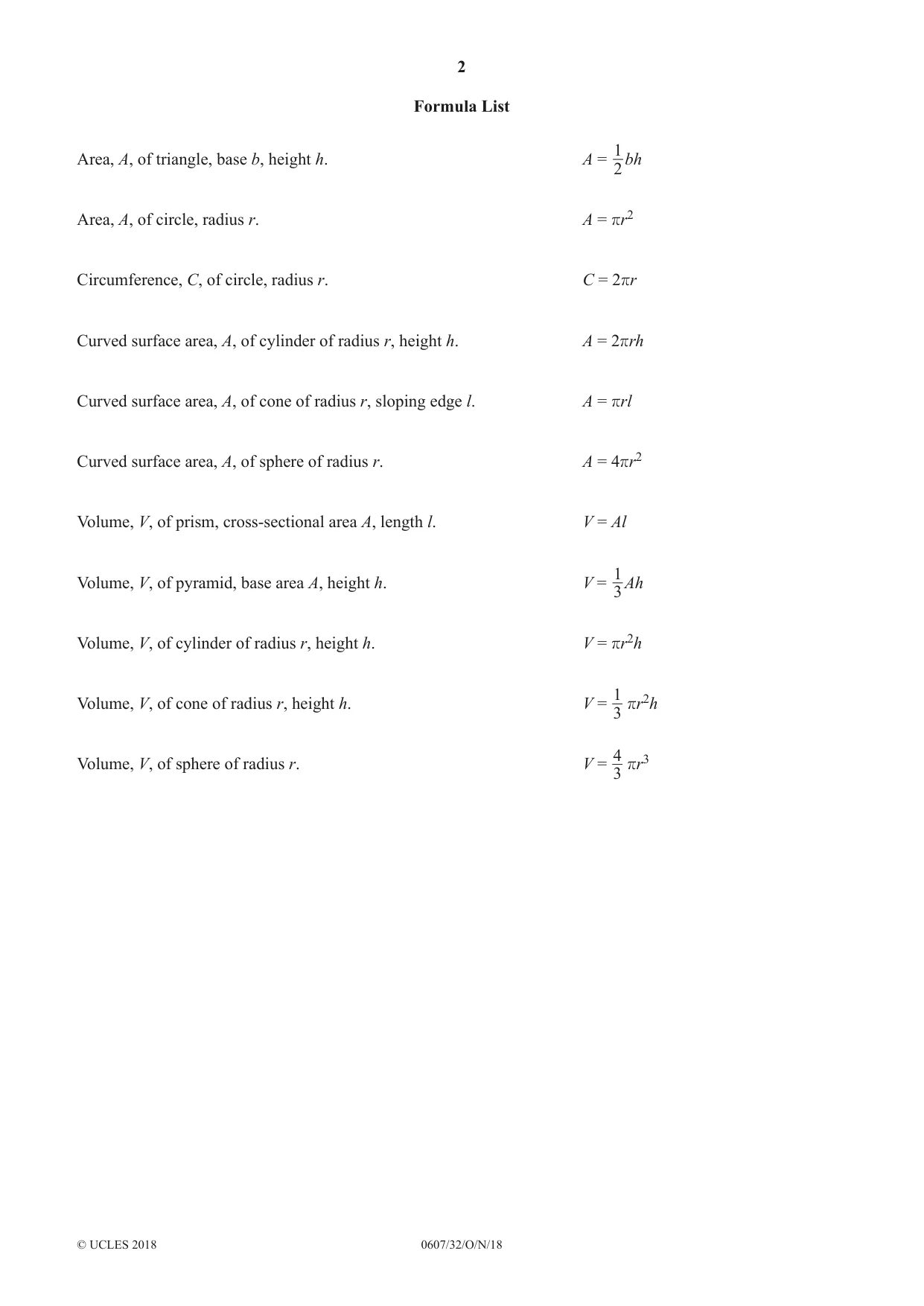 Cambridge IGCSE Mathematics - International 0607 2018 Oct/Nov Paper 3 · Variant 2 question paper, page 2 of 16