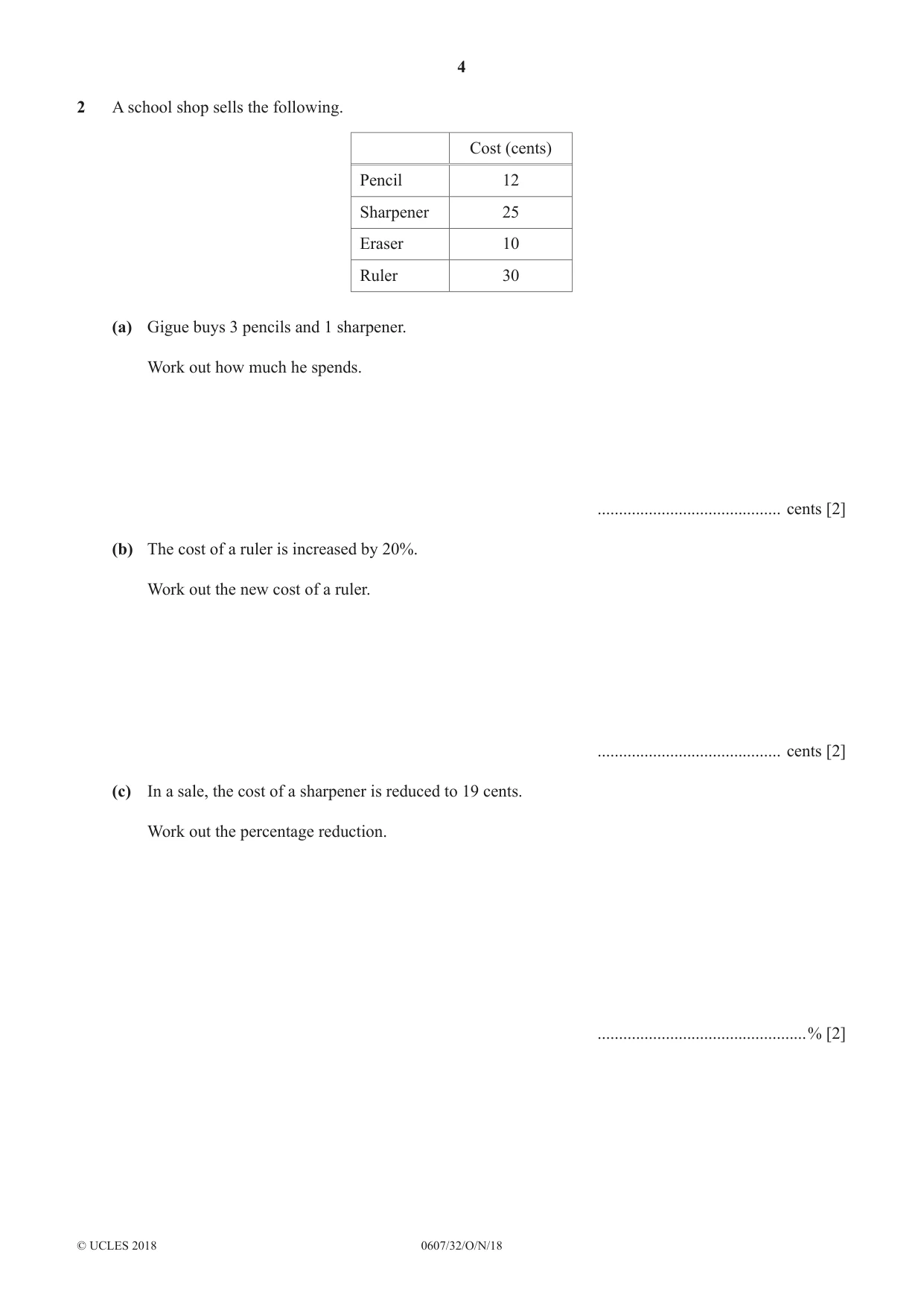 Cambridge IGCSE Mathematics - International 0607 2018 Oct/Nov Paper 3 · Variant 2 question paper, page 4 of 16
