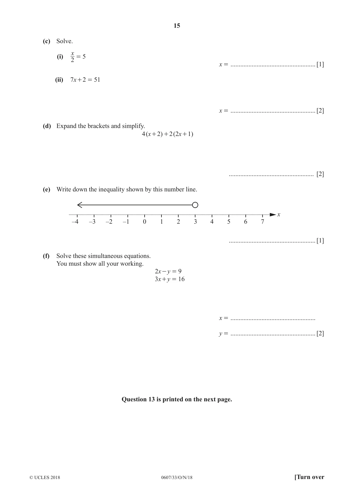 Cambridge IGCSE Mathematics - International 0607 2018 Oct/Nov Paper 3 · Variant 3 question paper, page 15 of 16