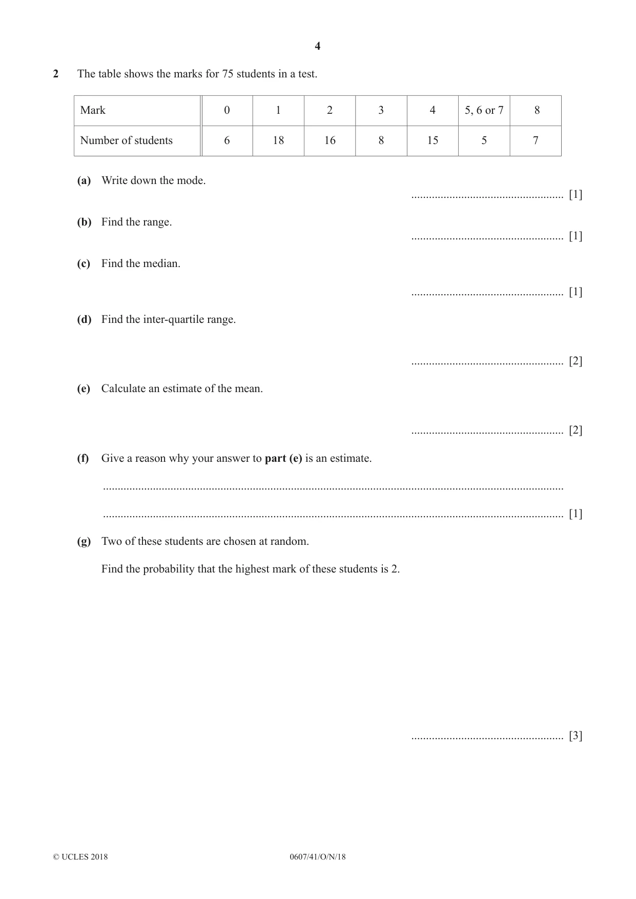 Cambridge IGCSE Mathematics - International 0607 2018 Oct/Nov Paper 4 · Variant 1 question paper, page 4 of 16