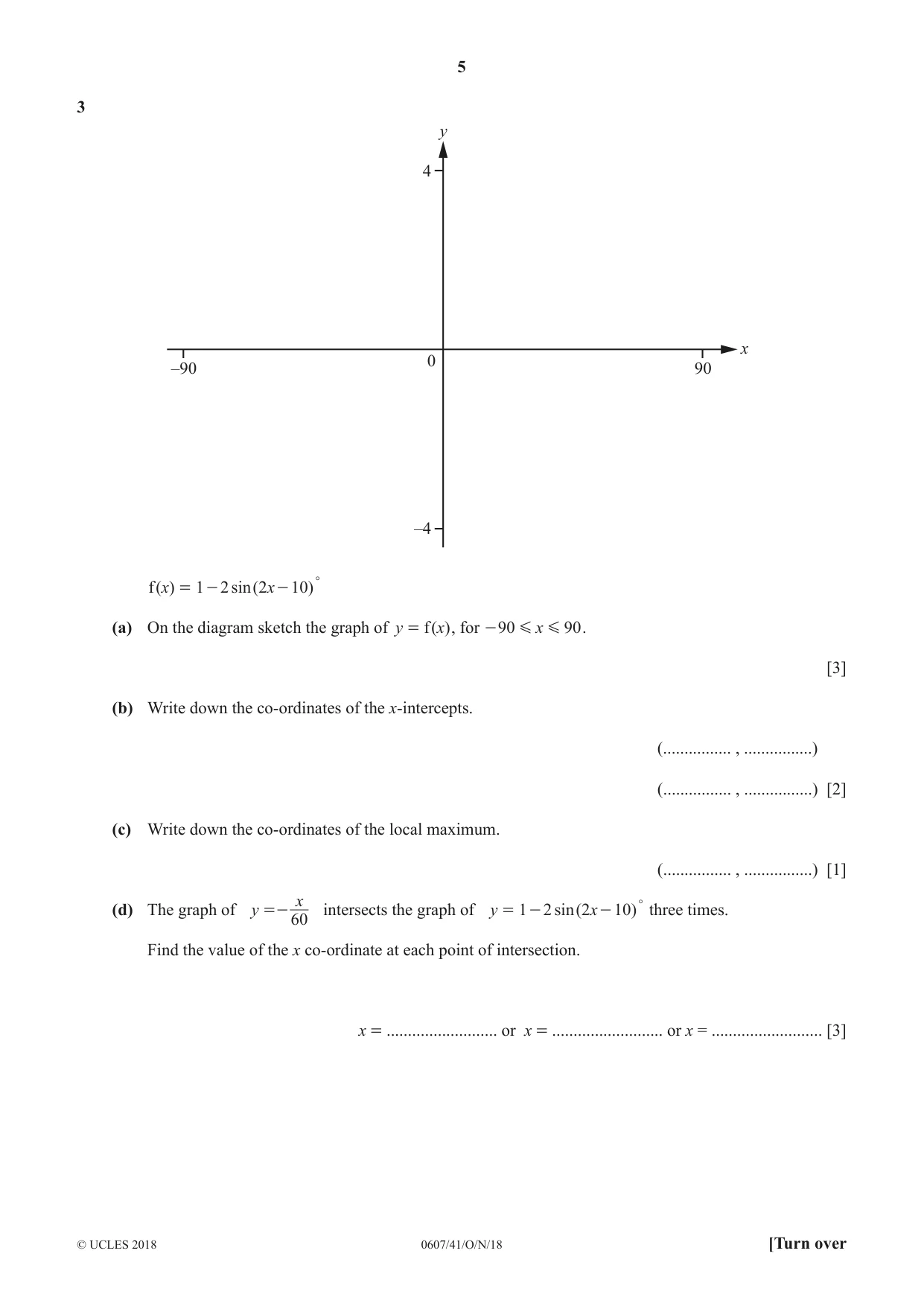 Cambridge IGCSE Mathematics - International 0607 2018 Oct/Nov Paper 4 · Variant 1 question paper, page 5 of 16