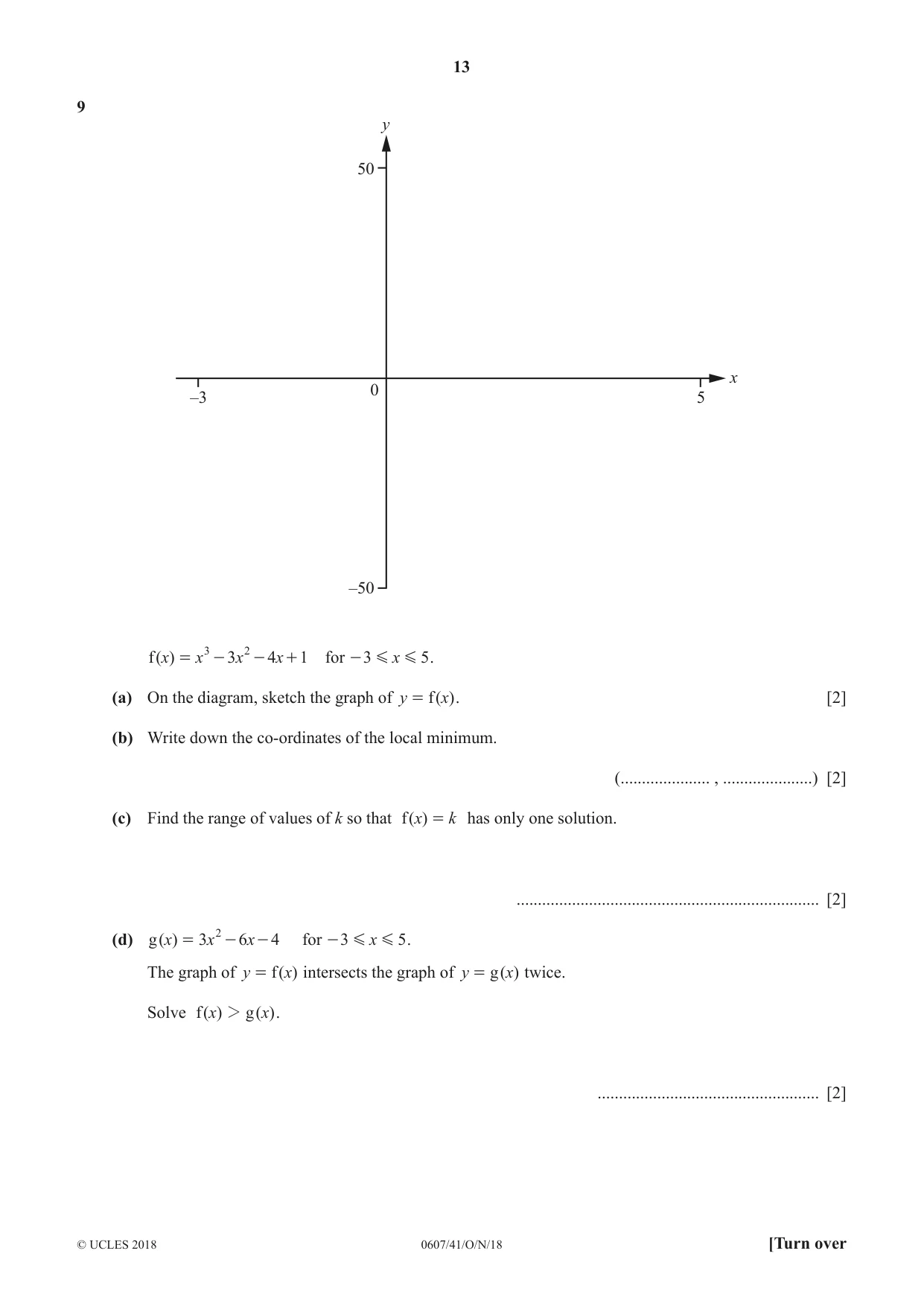 Cambridge IGCSE Mathematics - International 0607 2018 Oct/Nov Paper 4 · Variant 1 question paper, page 13 of 16