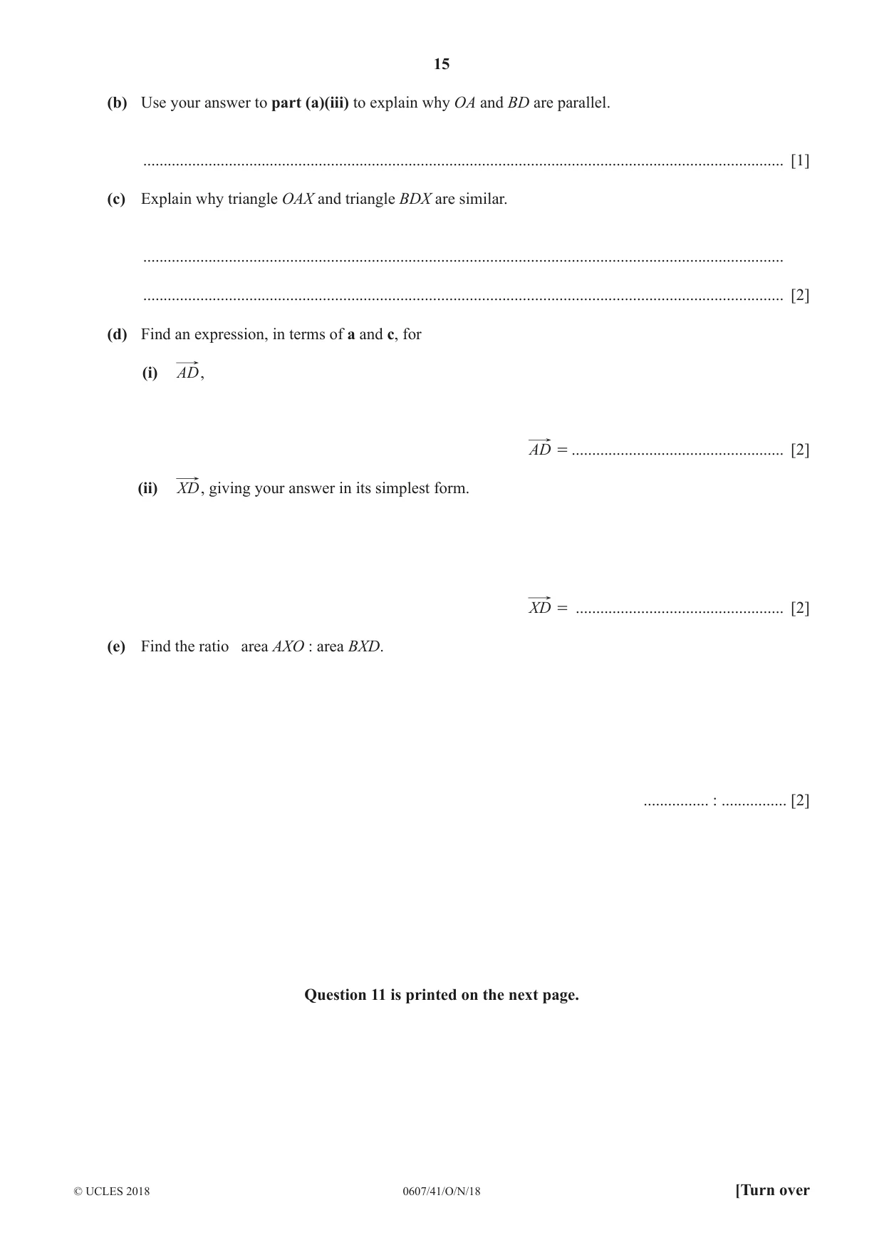 Cambridge IGCSE Mathematics - International 0607 2018 Oct/Nov Paper 4 · Variant 1 question paper, page 15 of 16