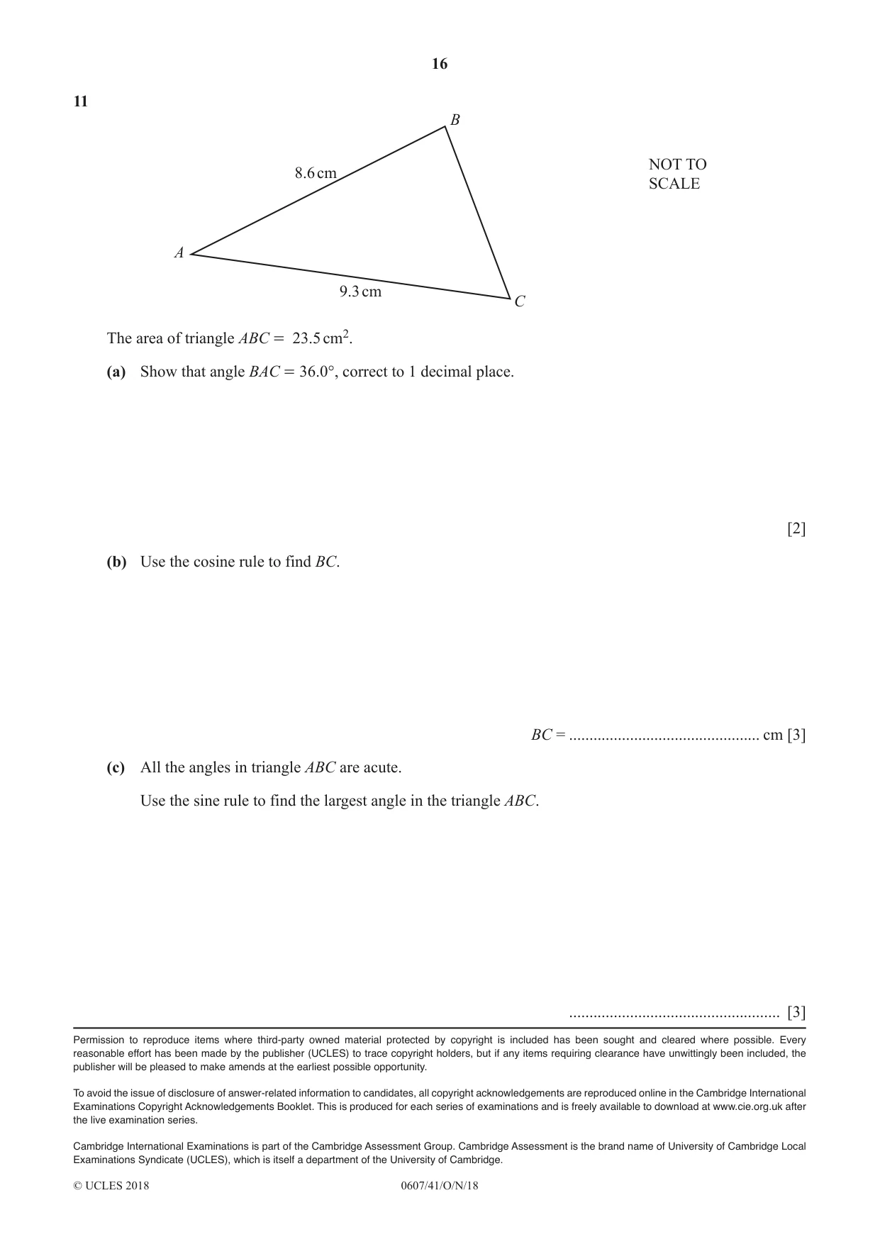 Cambridge IGCSE Mathematics - International 0607 2018 Oct/Nov Paper 4 · Variant 1 question paper, page 16 of 16