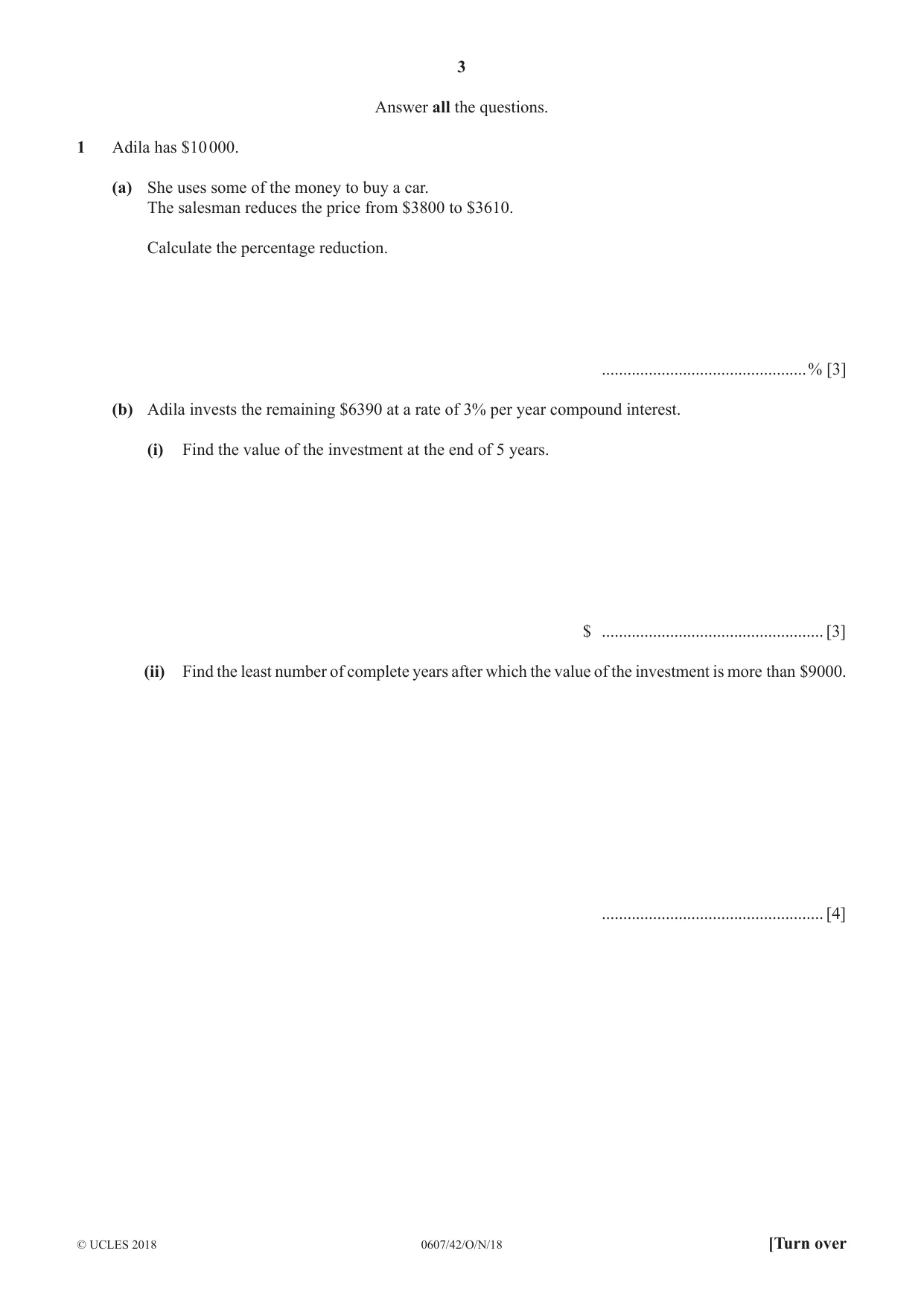 Cambridge IGCSE Mathematics - International 0607 2018 Oct/Nov Paper 4 · Variant 2 question paper, page 3 of 20