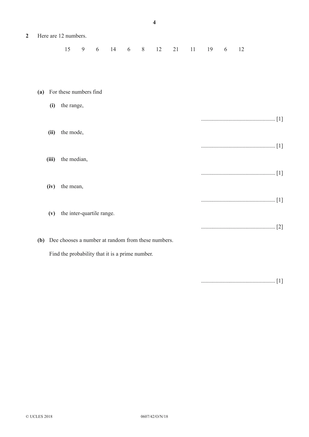 Cambridge IGCSE Mathematics - International 0607 2018 Oct/Nov Paper 4 · Variant 2 question paper, page 4 of 20