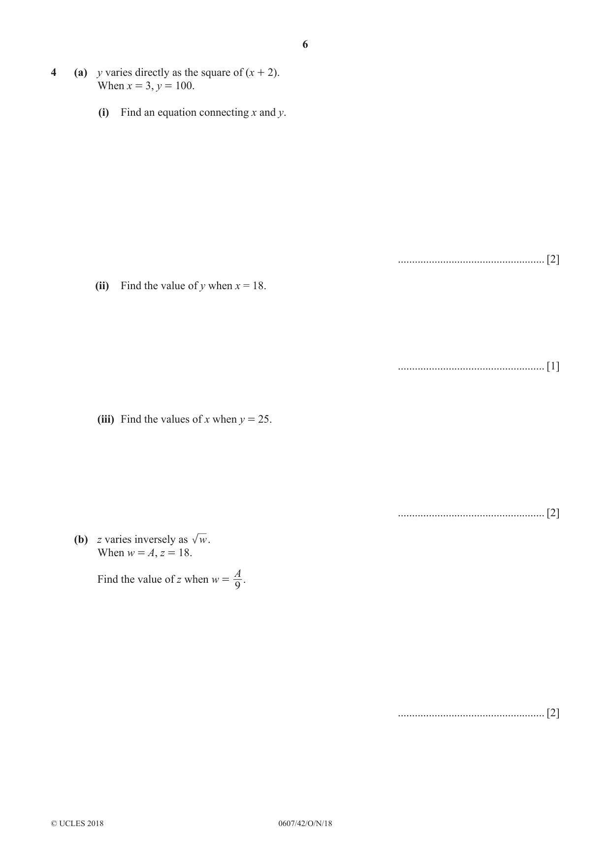 Cambridge IGCSE Mathematics - International 0607 2018 Oct/Nov Paper 4 · Variant 2 question paper, page 6 of 20