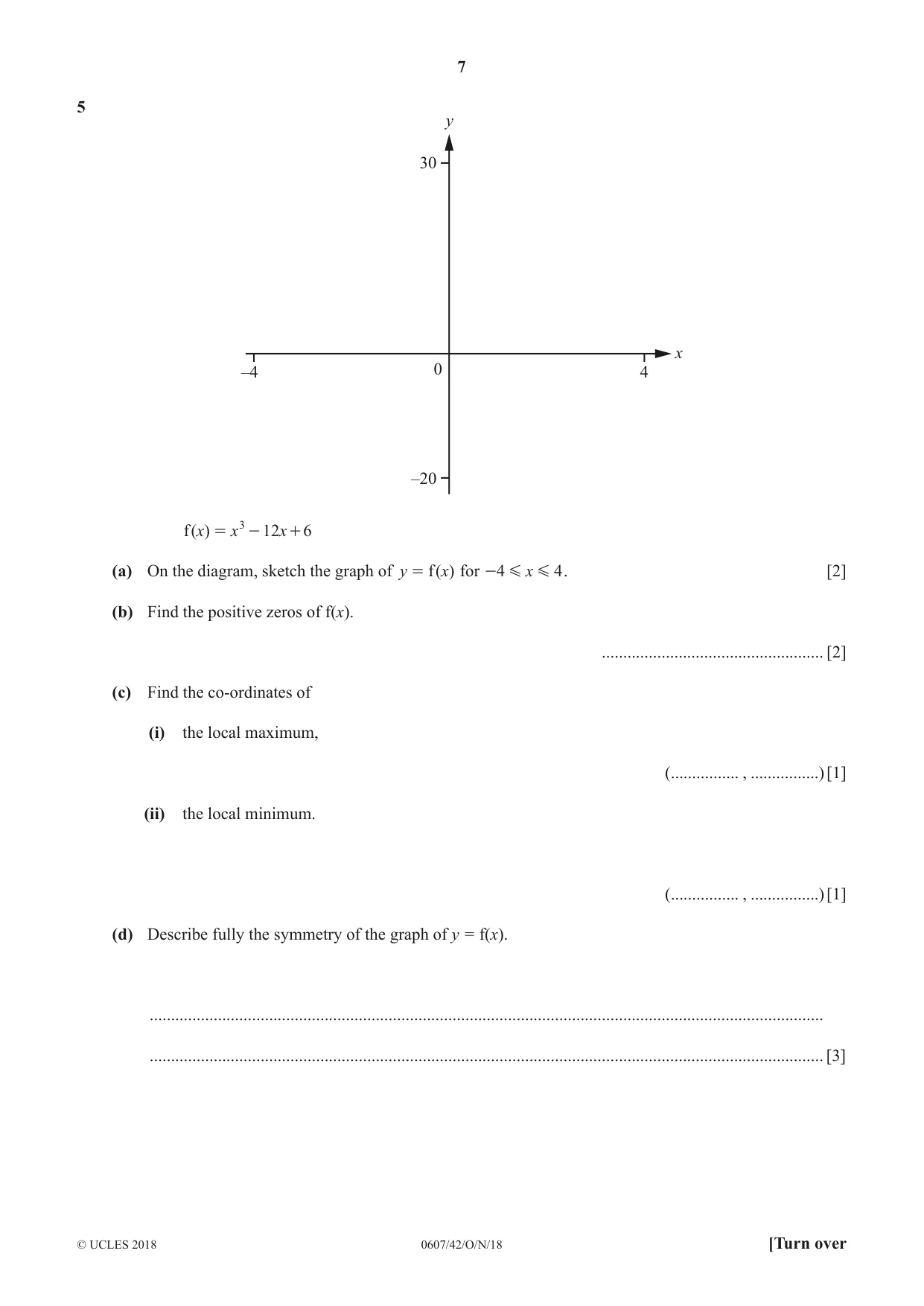 Cambridge IGCSE Mathematics - International 0607 2018 Oct/Nov Paper 4 · Variant 2 question paper, page 7 of 20