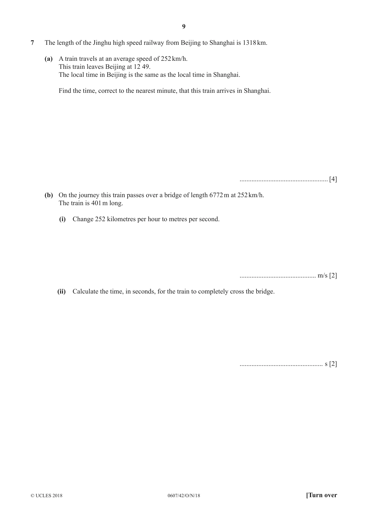 Cambridge IGCSE Mathematics - International 0607 2018 Oct/Nov Paper 4 · Variant 2 question paper, page 9 of 20