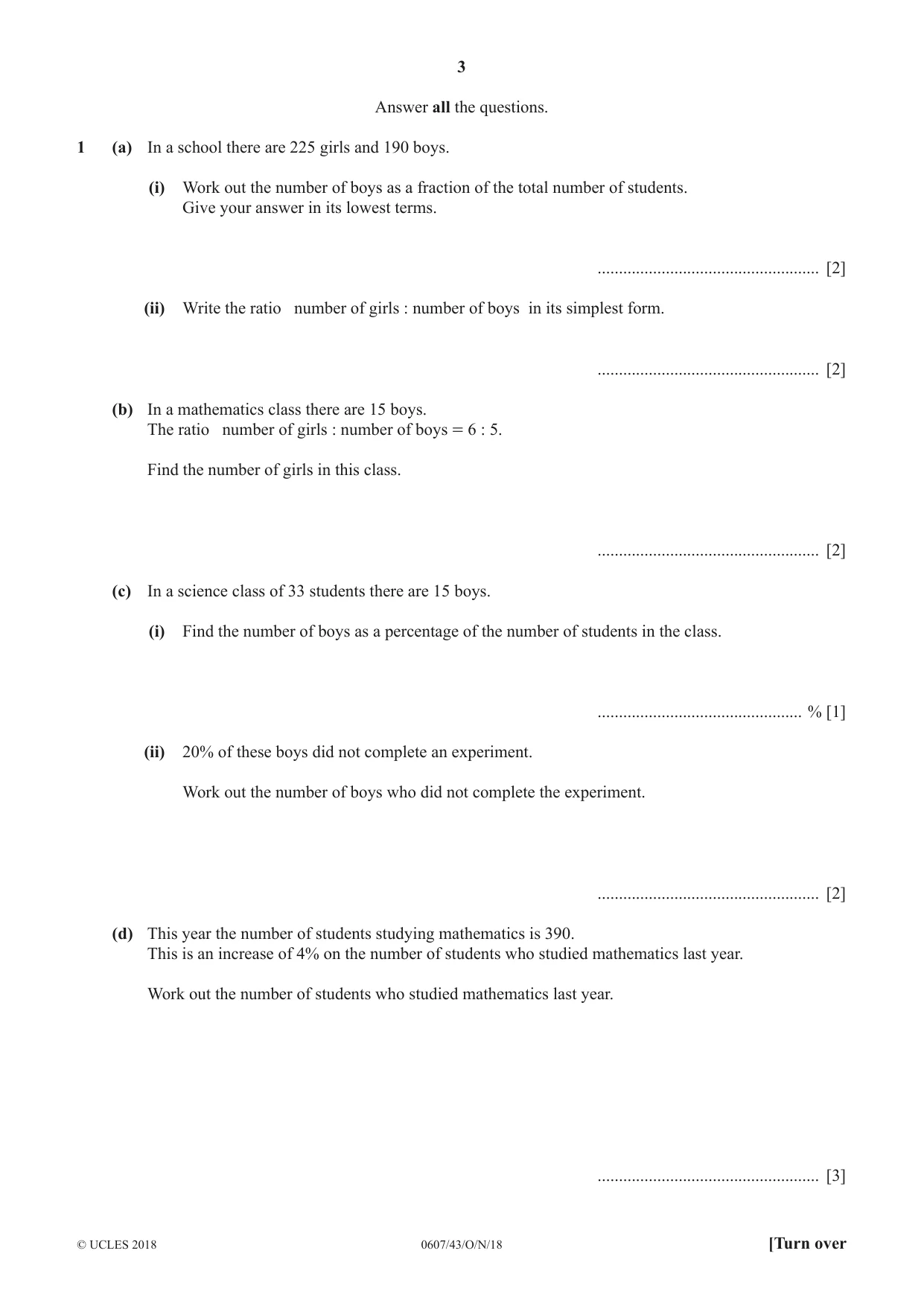 Cambridge IGCSE Mathematics - International 0607 2018 Oct/Nov Paper 4 · Variant 3 question paper, page 3 of 16