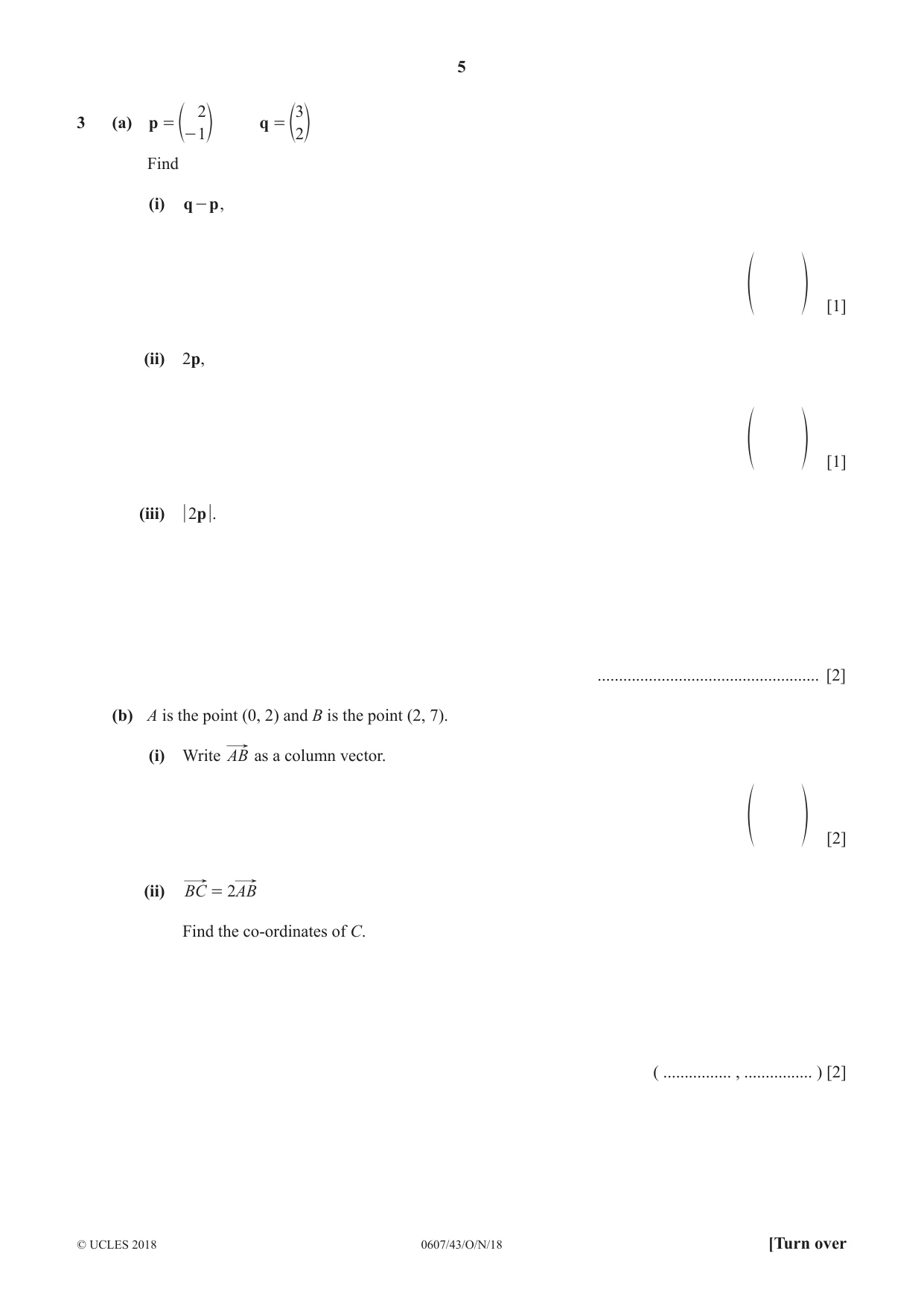 Cambridge IGCSE Mathematics - International 0607 2018 Oct/Nov Paper 4 · Variant 3 question paper, page 5 of 16