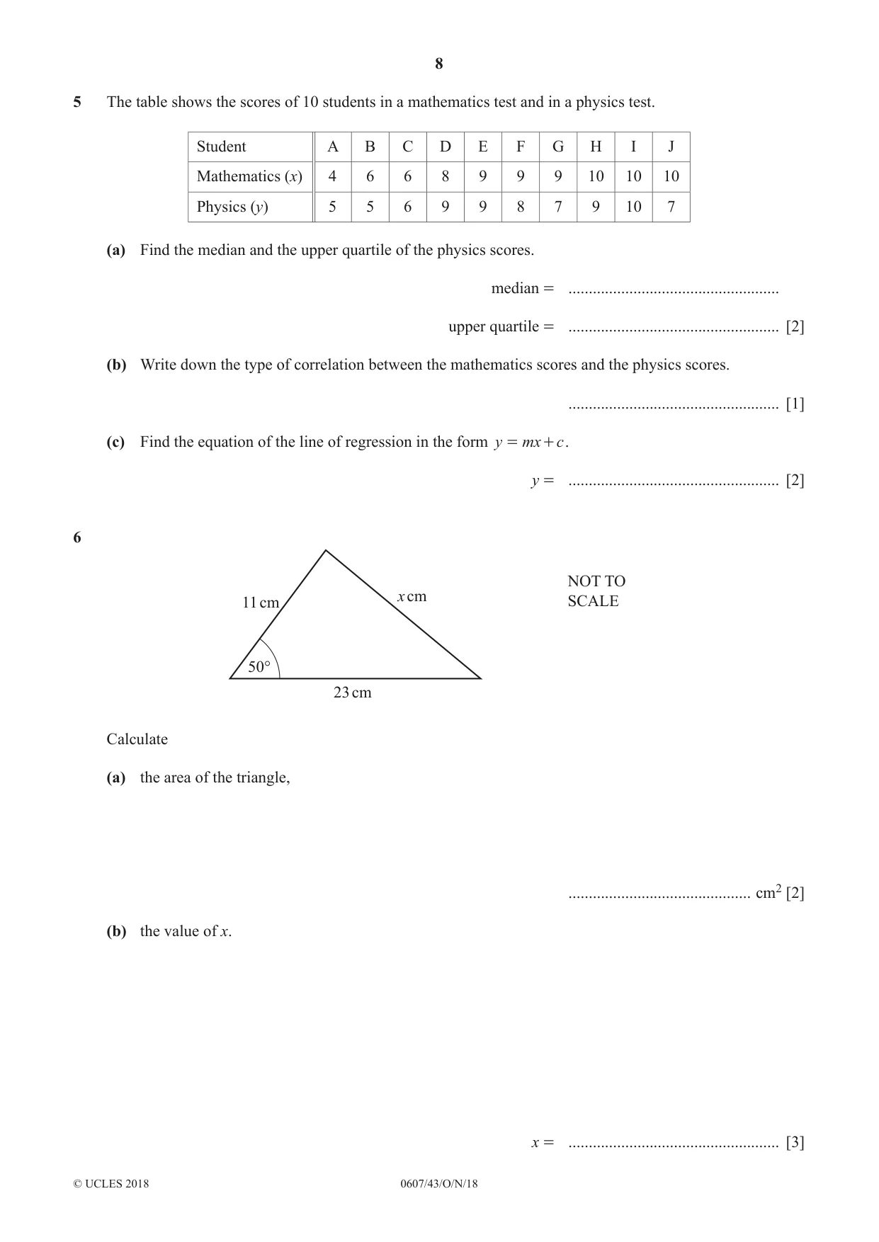Cambridge IGCSE Mathematics - International 0607 2018 Oct/Nov Paper 4 · Variant 3 question paper, page 8 of 16