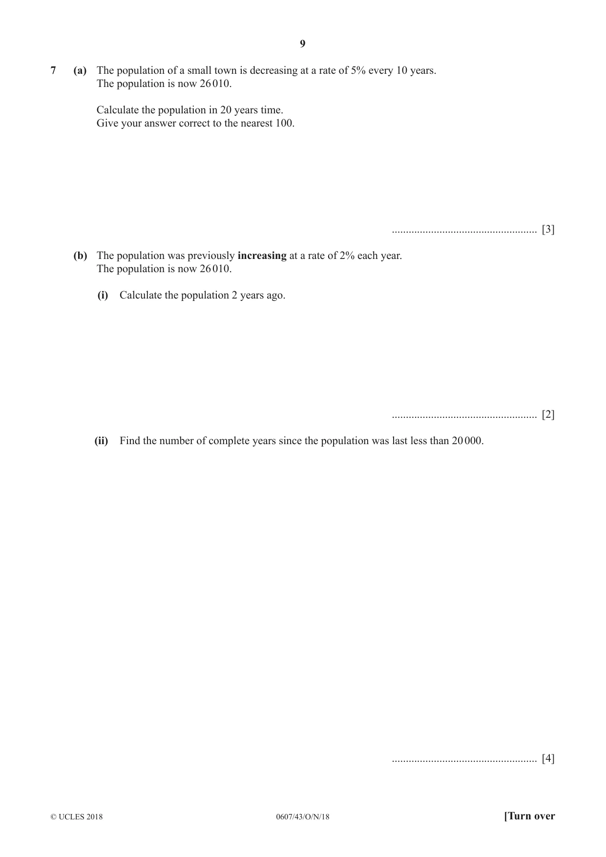 Cambridge IGCSE Mathematics - International 0607 2018 Oct/Nov Paper 4 · Variant 3 question paper, page 9 of 16