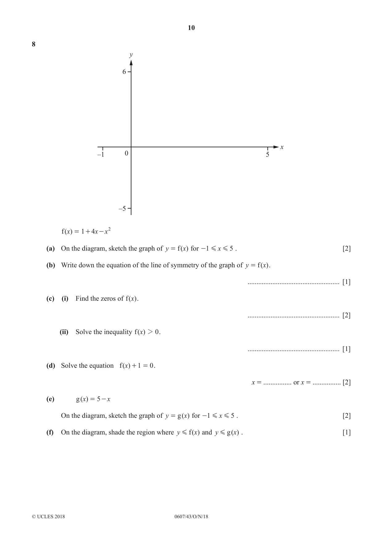 Cambridge IGCSE Mathematics - International 0607 2018 Oct/Nov Paper 4 · Variant 3 question paper, page 10 of 16