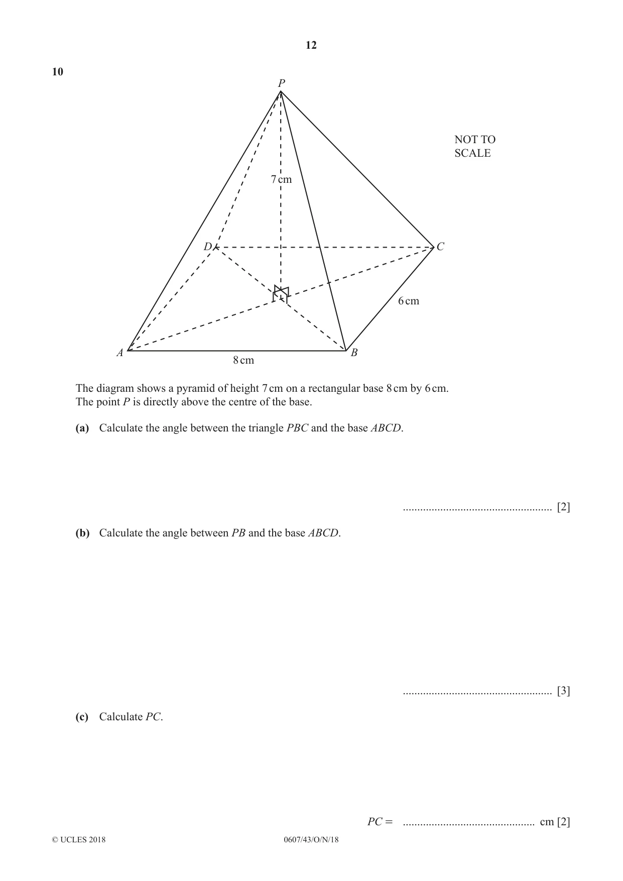 Cambridge IGCSE Mathematics - International 0607 2018 Oct/Nov Paper 4 · Variant 3 question paper, page 12 of 16