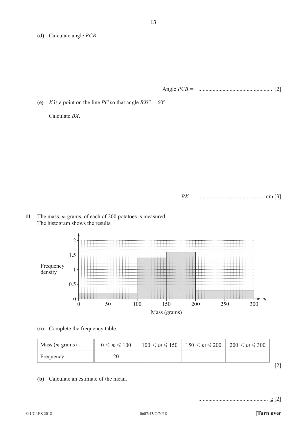 Cambridge IGCSE Mathematics - International 0607 2018 Oct/Nov Paper 4 · Variant 3 question paper, page 13 of 16