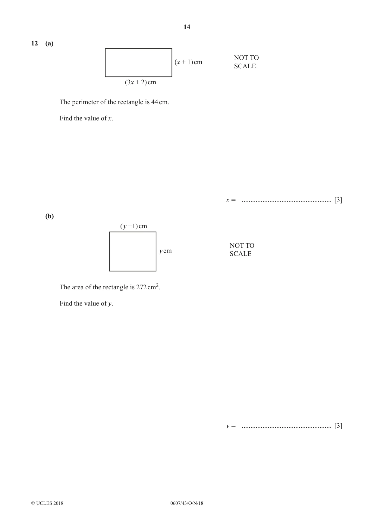 Cambridge IGCSE Mathematics - International 0607 2018 Oct/Nov Paper 4 · Variant 3 question paper, page 14 of 16