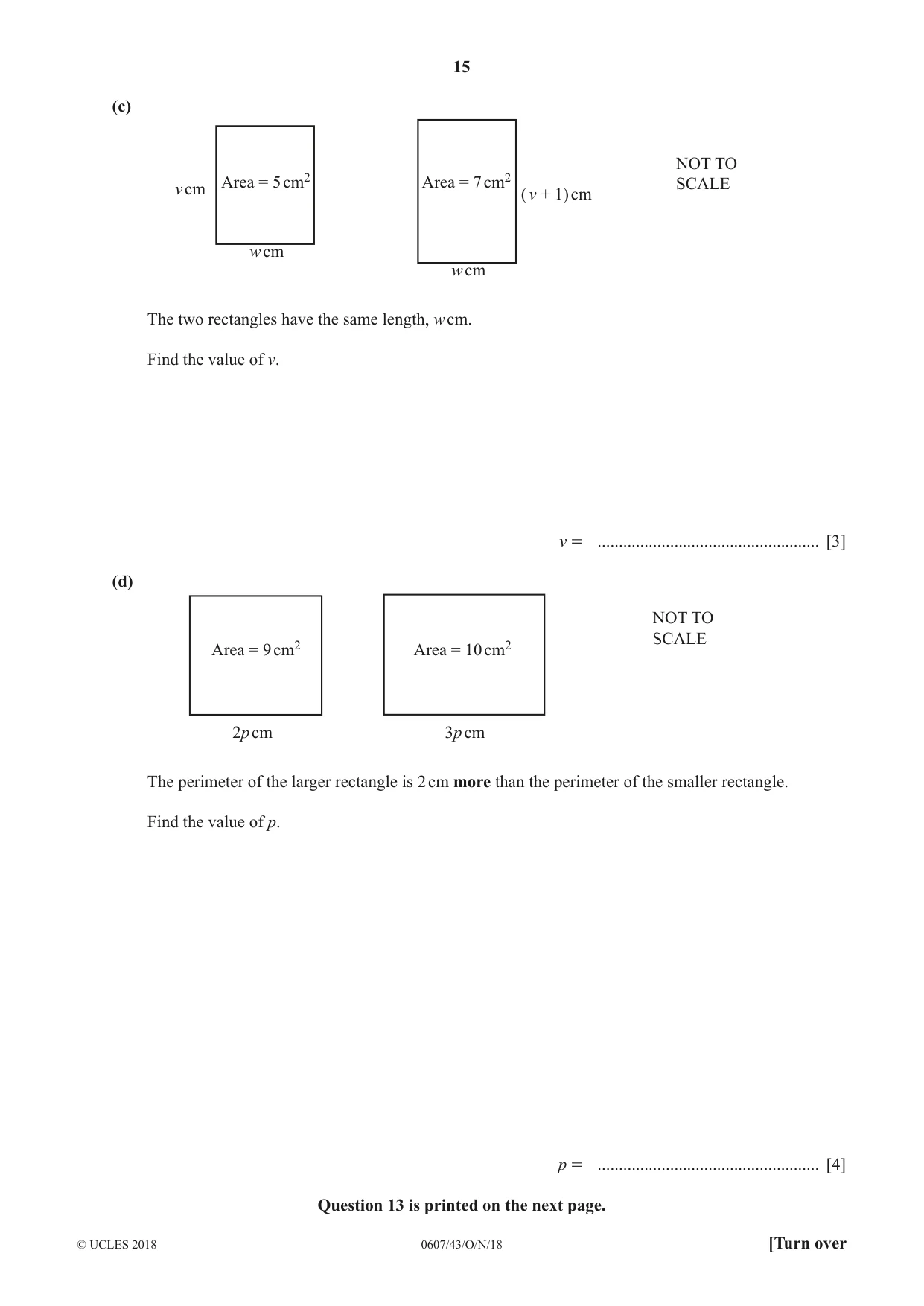 Cambridge IGCSE Mathematics - International 0607 2018 Oct/Nov Paper 4 · Variant 3 question paper, page 15 of 16