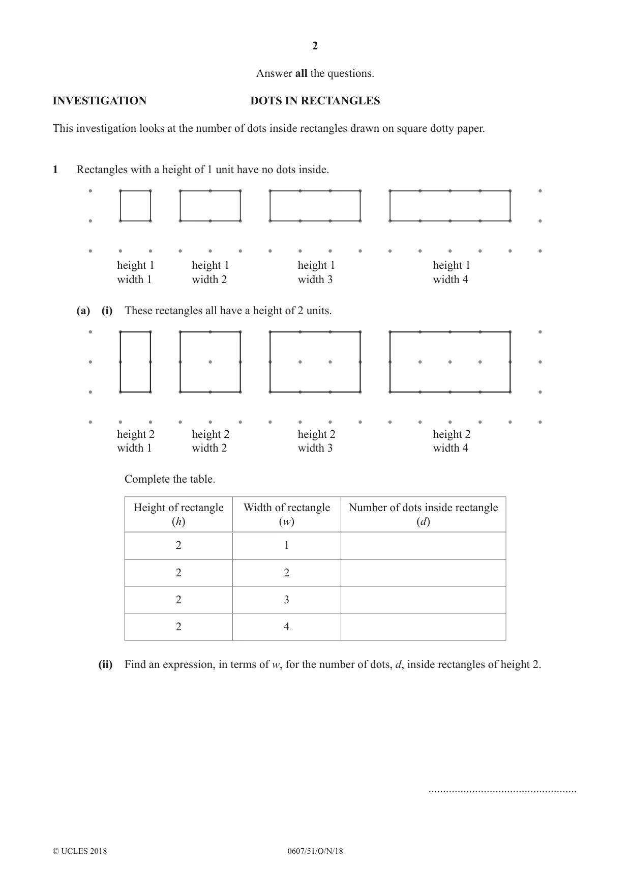 Cambridge IGCSE Mathematics - International 0607 2018 Oct/Nov Paper 5 · Variant 1 question paper, page 2 of 8