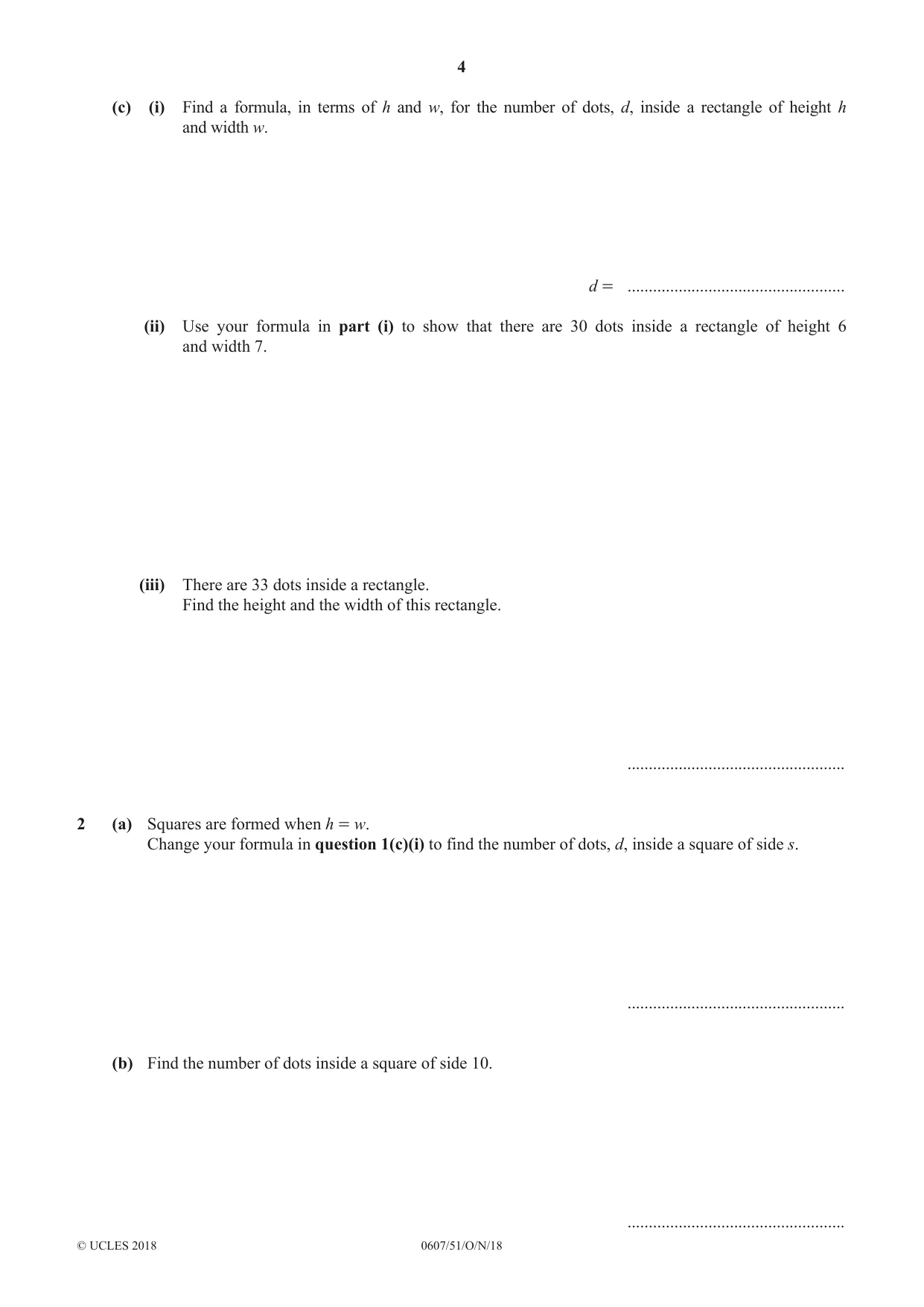 Cambridge IGCSE Mathematics - International 0607 2018 Oct/Nov Paper 5 · Variant 1 question paper, page 4 of 8
