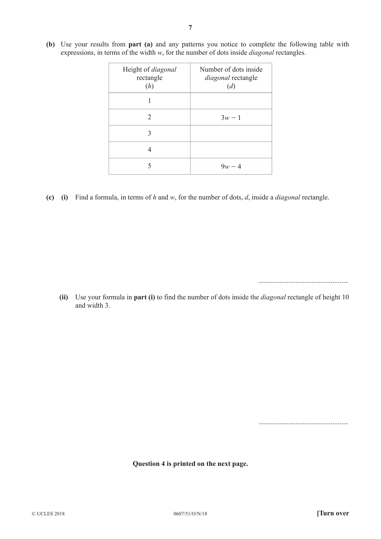 Cambridge IGCSE Mathematics - International 0607 2018 Oct/Nov Paper 5 · Variant 1 question paper, page 7 of 8