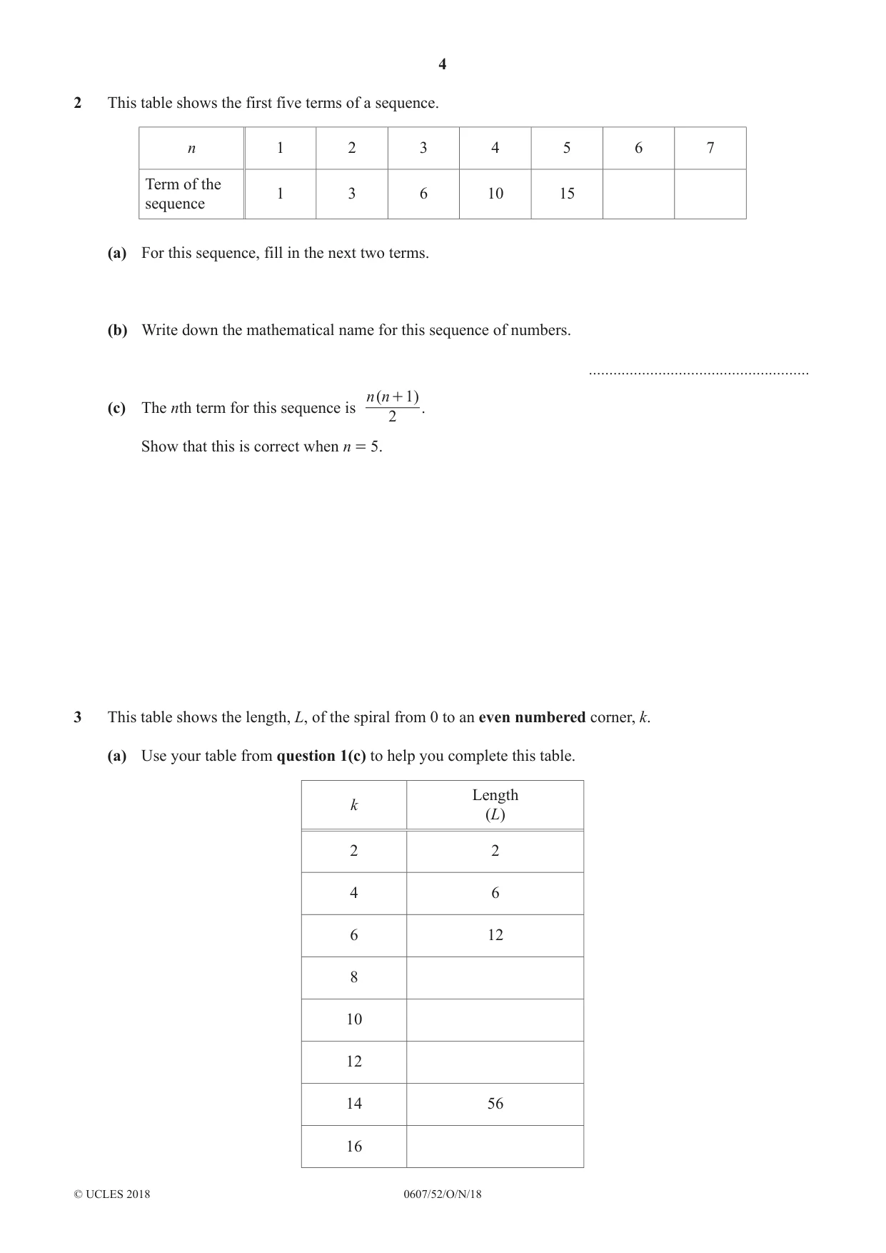 Cambridge IGCSE Mathematics - International 0607 2018 Oct/Nov Paper 5 · Variant 2 question paper, page 4 of 8
