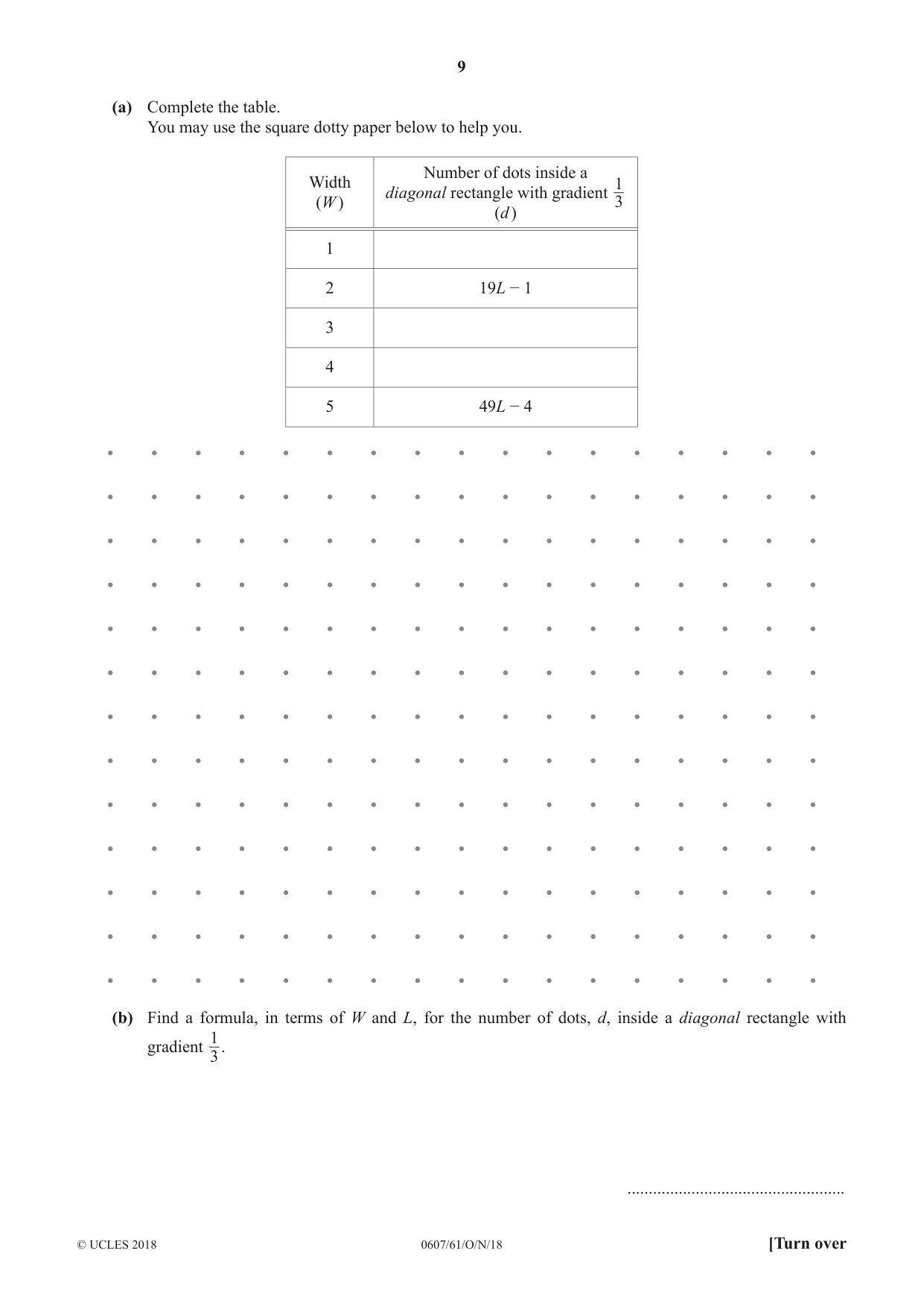 Cambridge IGCSE Mathematics - International 0607 2018 Oct/Nov Paper 6 · Variant 1 question paper, page 9 of 16