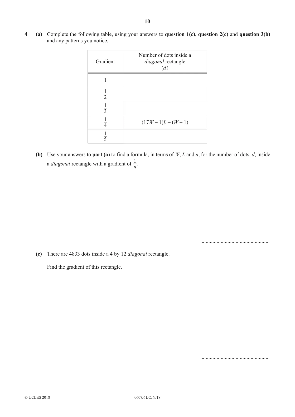 Cambridge IGCSE Mathematics - International 0607 2018 Oct/Nov Paper 6 · Variant 1 question paper, page 10 of 16