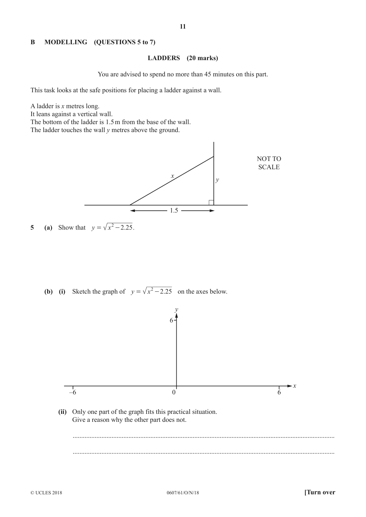 Cambridge IGCSE Mathematics - International 0607 2018 Oct/Nov Paper 6 · Variant 1 question paper, page 11 of 16