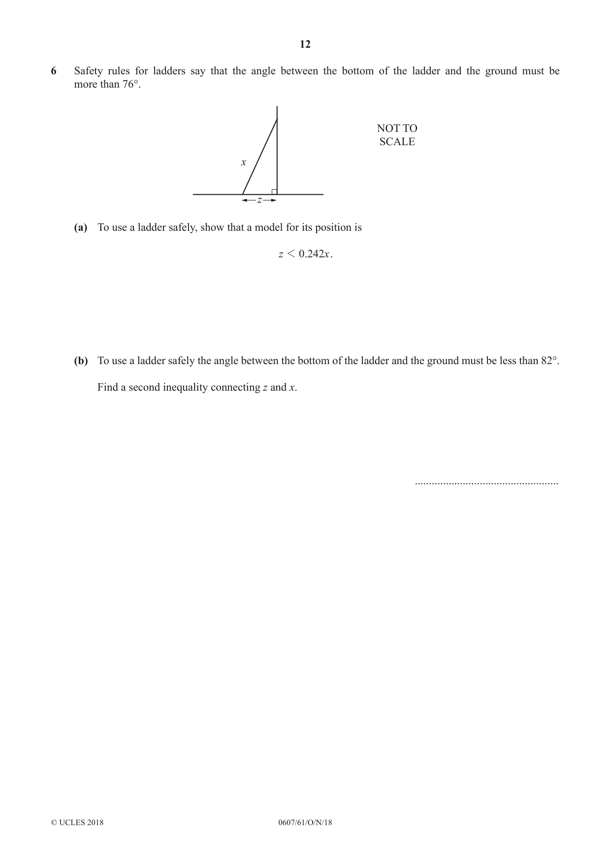 Cambridge IGCSE Mathematics - International 0607 2018 Oct/Nov Paper 6 · Variant 1 question paper, page 12 of 16