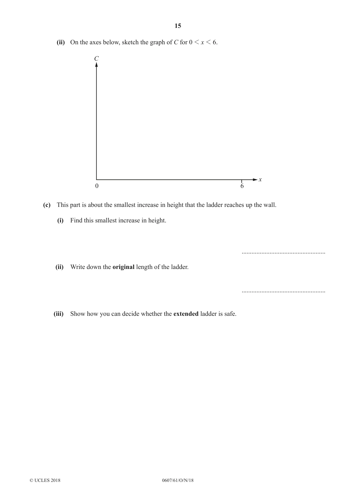 Cambridge IGCSE Mathematics - International 0607 2018 Oct/Nov Paper 6 · Variant 1 question paper, page 15 of 16