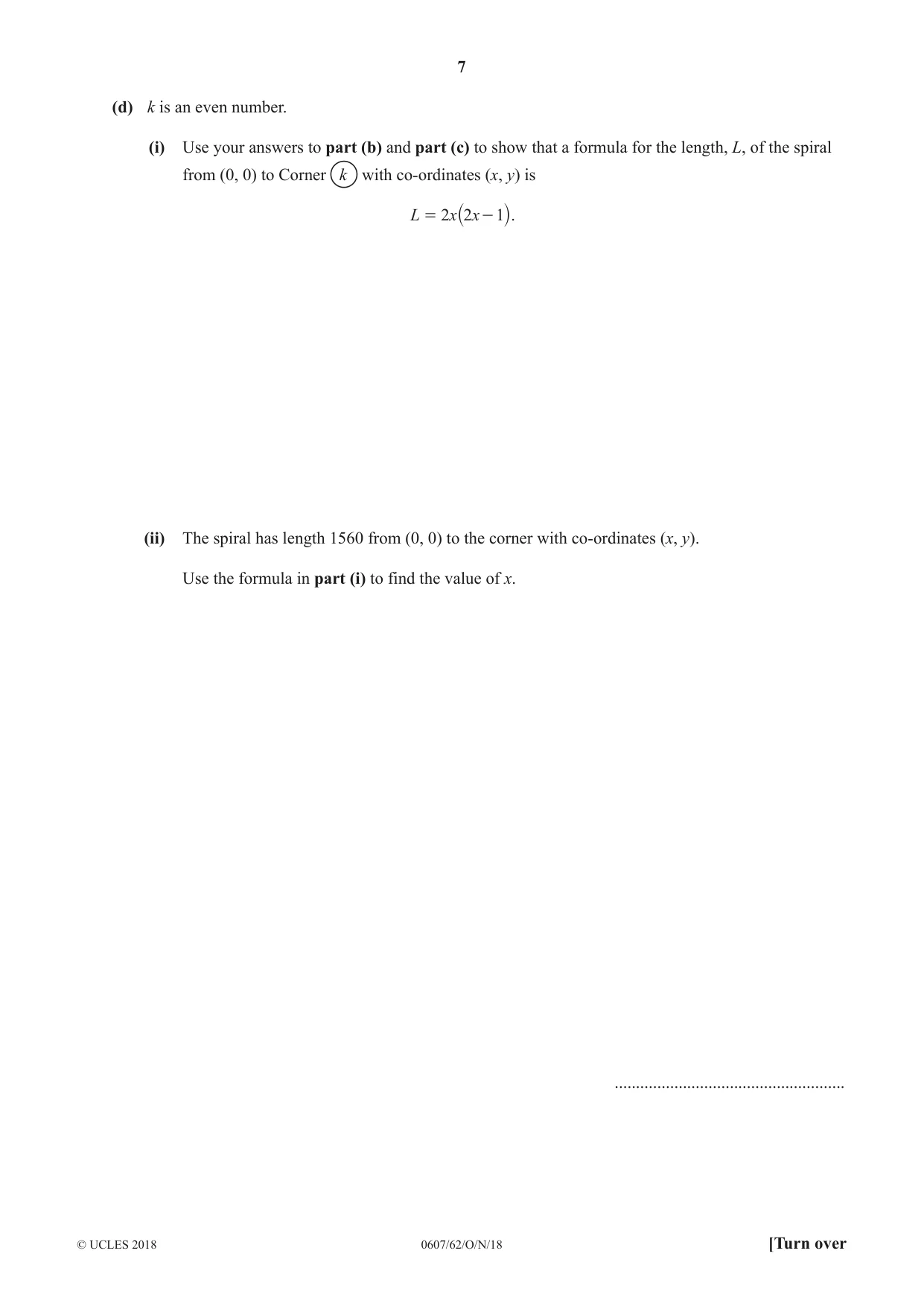 Cambridge IGCSE Mathematics - International 0607 2018 Oct/Nov Paper 6 · Variant 2 question paper, page 7 of 16