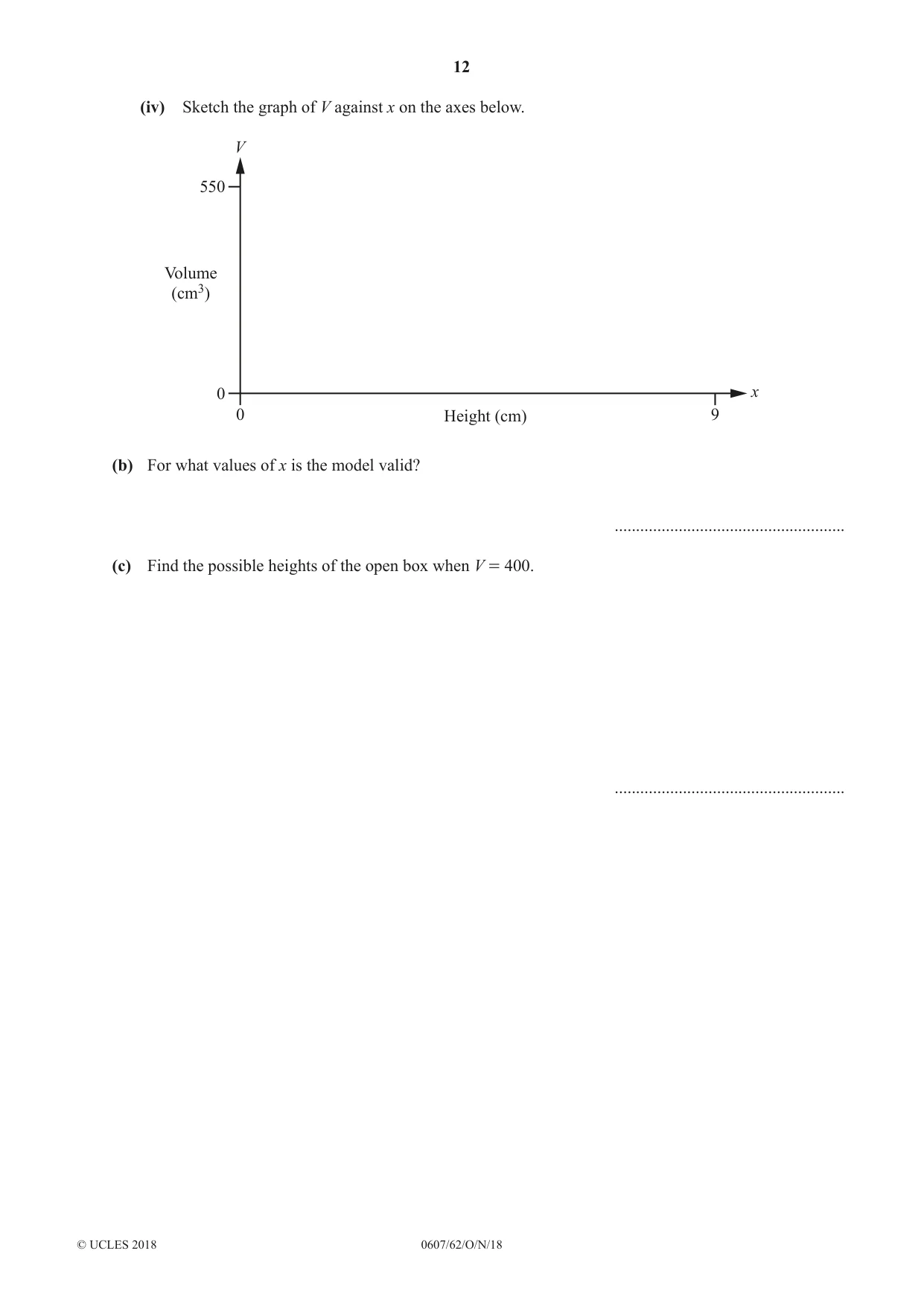 Cambridge IGCSE Mathematics - International 0607 2018 Oct/Nov Paper 6 · Variant 2 question paper, page 12 of 16