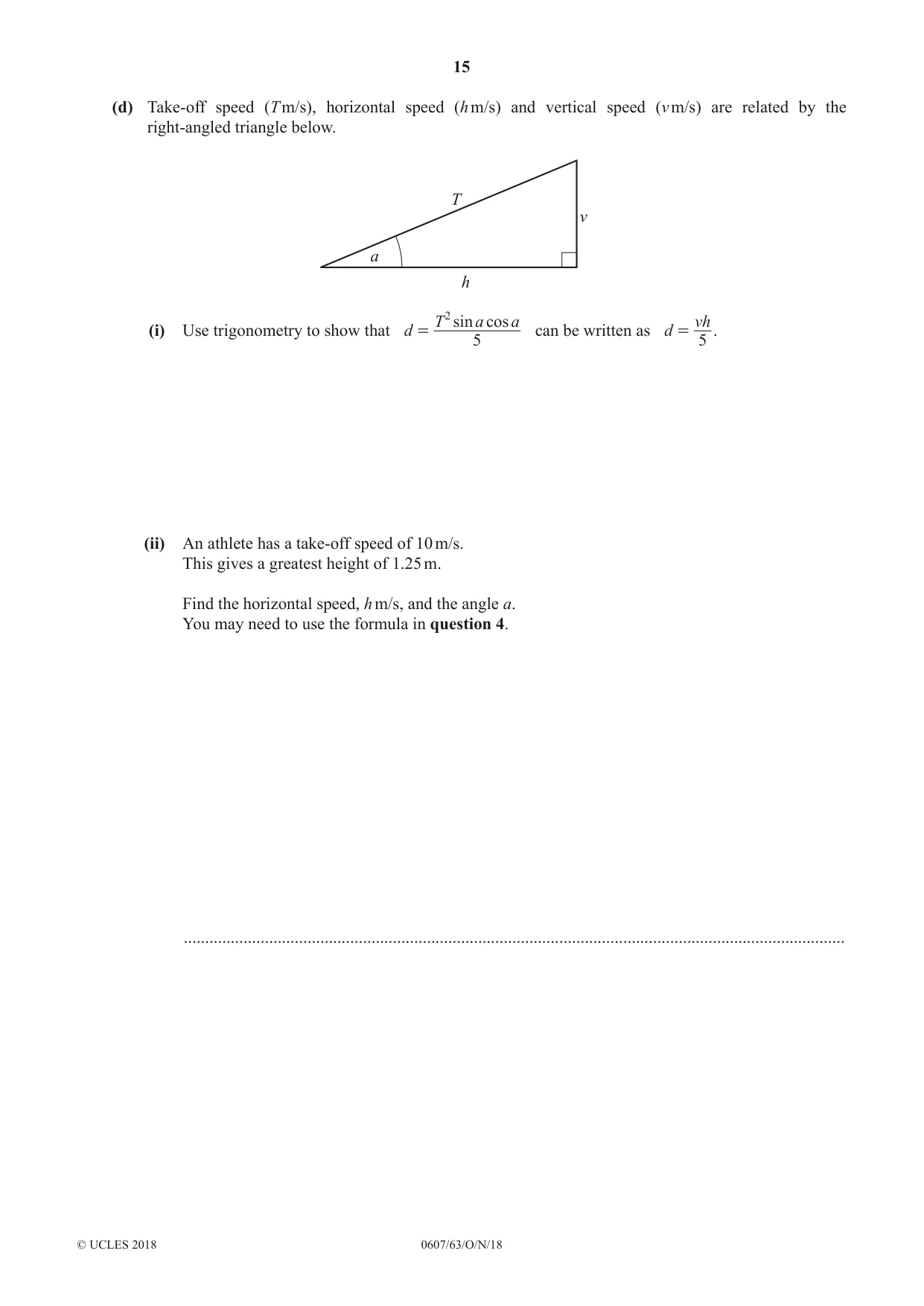 Cambridge IGCSE Mathematics - International 0607 2018 Oct/Nov Paper 6 · Variant 3 question paper, page 15 of 16