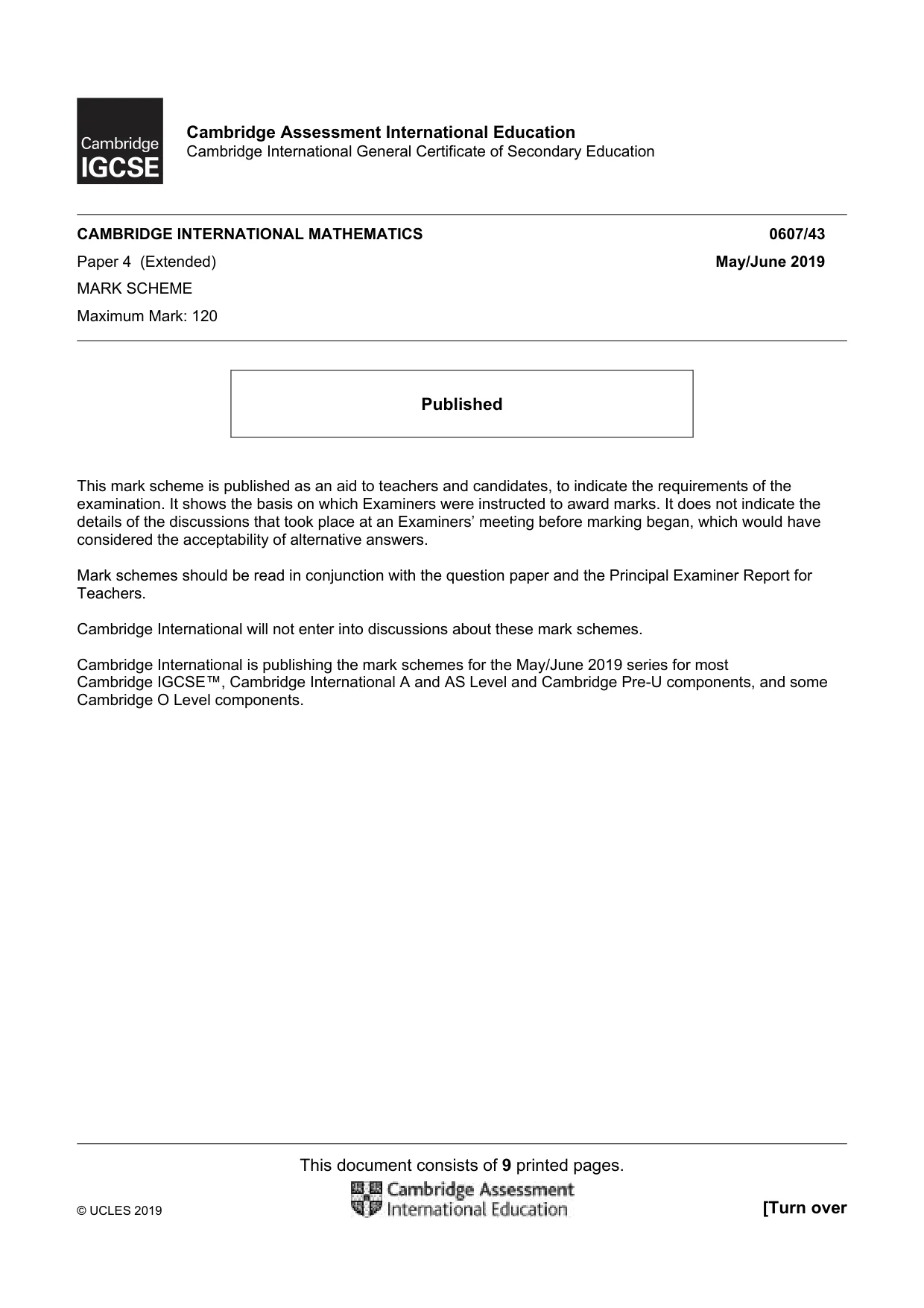 Mark scheme, page 1 of 9