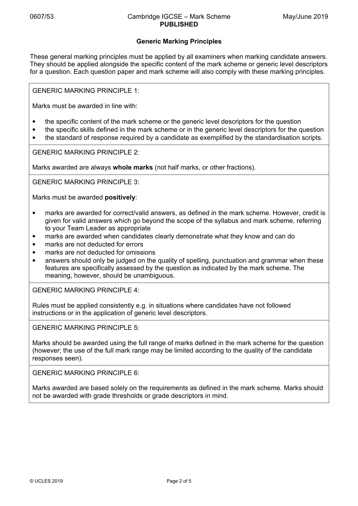 Mark scheme, page 2 of 5