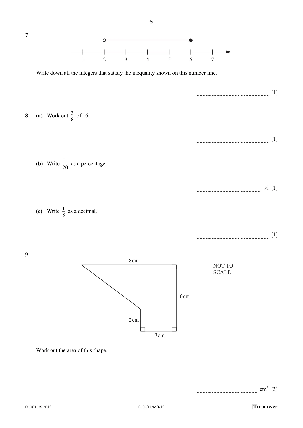 Cambridge IGCSE Mathematics - International 0607 2019 May/June Paper 1 · Variant 1 question paper, page 5 of 12