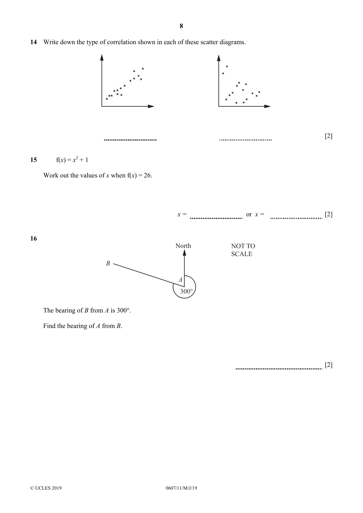 Cambridge IGCSE Mathematics - International 0607 2019 May/June Paper 1 · Variant 1 question paper, page 8 of 12