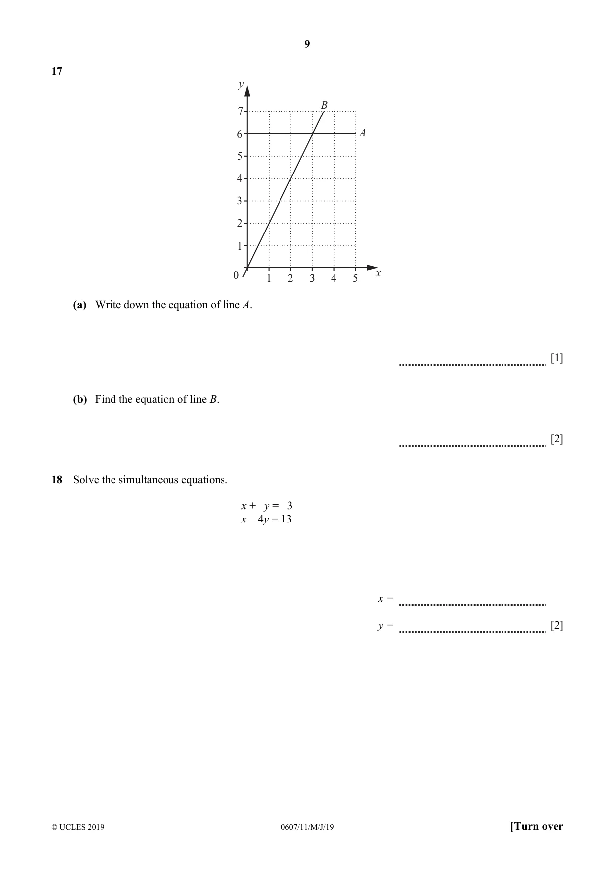 Cambridge IGCSE Mathematics - International 0607 2019 May/June Paper 1 · Variant 1 question paper, page 9 of 12