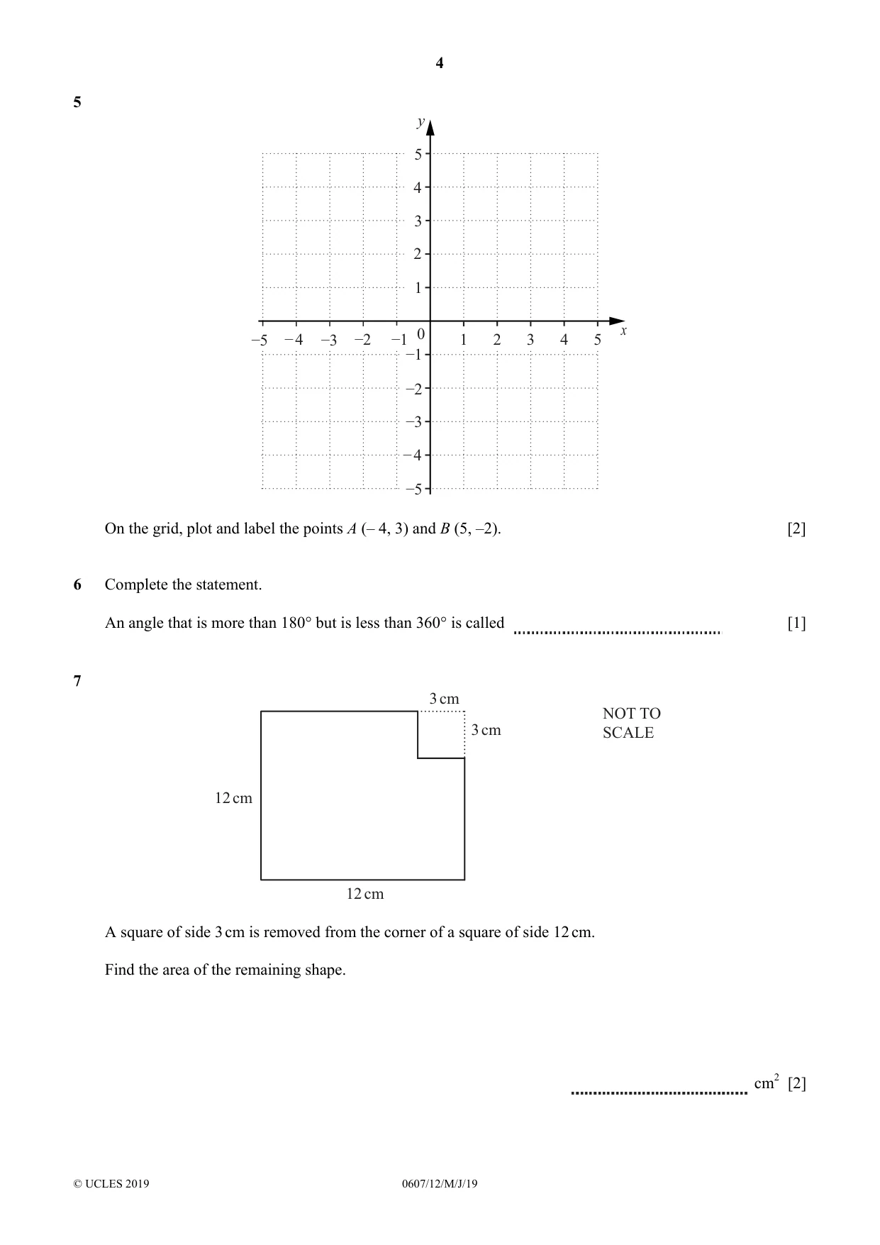 Cambridge IGCSE Mathematics - International 0607 2019 May/June Paper 1 · Variant 2 question paper, page 4 of 12