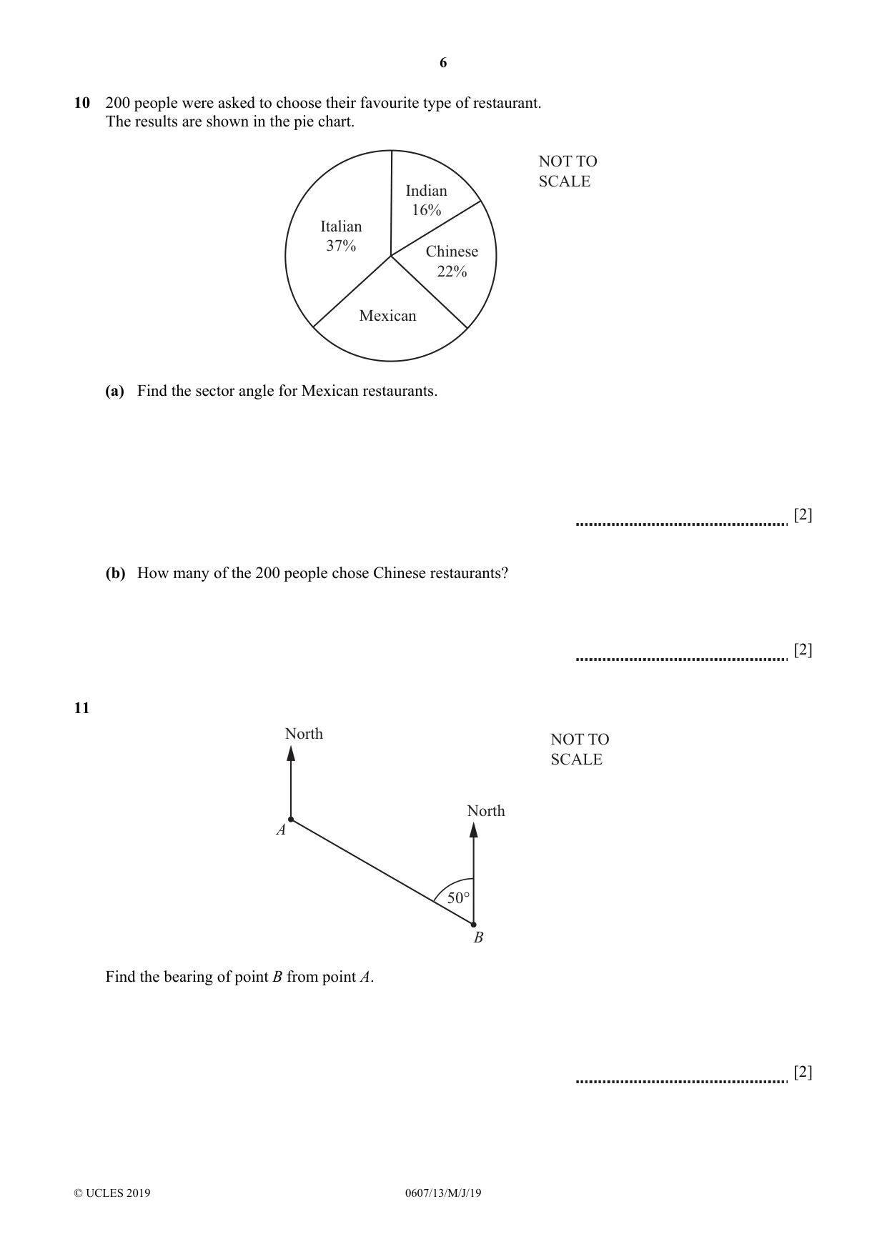 Cambridge IGCSE Mathematics - International 0607 2019 May/June Paper 1 · Variant 3 question paper, page 6 of 12