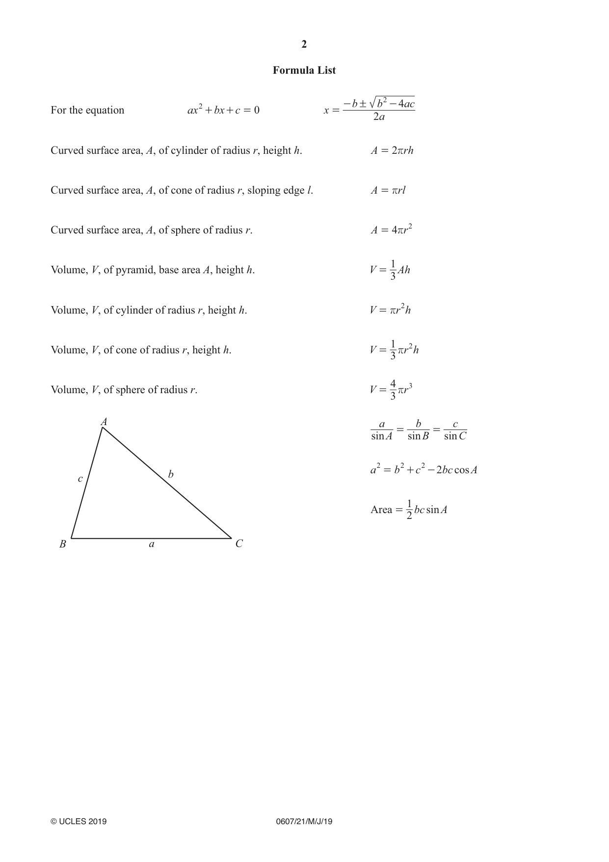 Cambridge IGCSE Mathematics - International 0607 2019 May/June Paper 2 · Variant 1 question paper, page 2 of 8