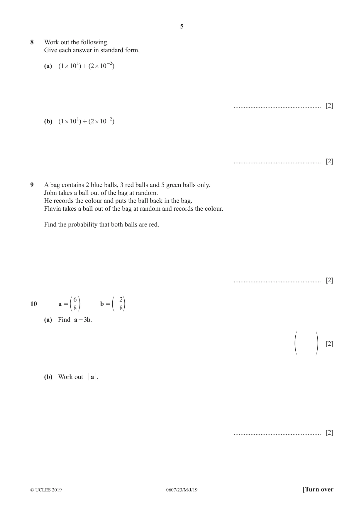 Cambridge IGCSE Mathematics - International 0607 2019 May/June Paper 2 · Variant 3 question paper, page 5 of 8
