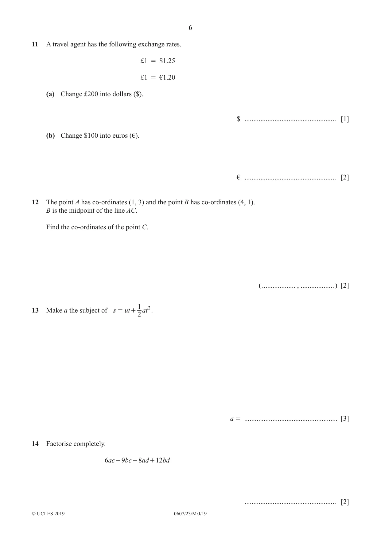 Cambridge IGCSE Mathematics - International 0607 2019 May/June Paper 2 · Variant 3 question paper, page 6 of 8