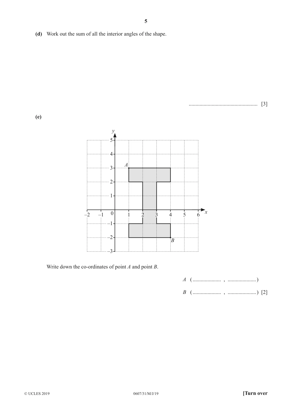 Cambridge IGCSE Mathematics - International 0607 2019 May/June Paper 3 · Variant 1 question paper, page 5 of 20