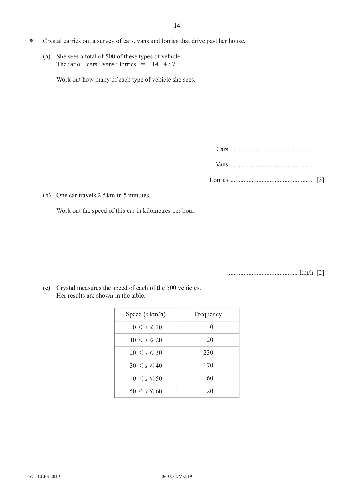 Cambridge IGCSE Mathematics - International 0607 2019 May/June Paper 3 · Variant 1 question paper, page 14 of 20