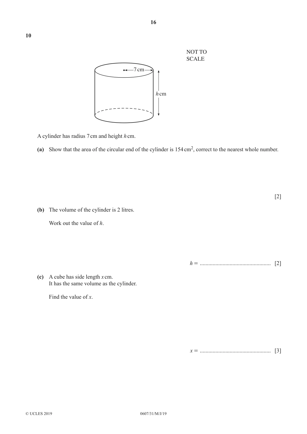 Cambridge IGCSE Mathematics - International 0607 2019 May/June Paper 3 · Variant 1 question paper, page 16 of 20