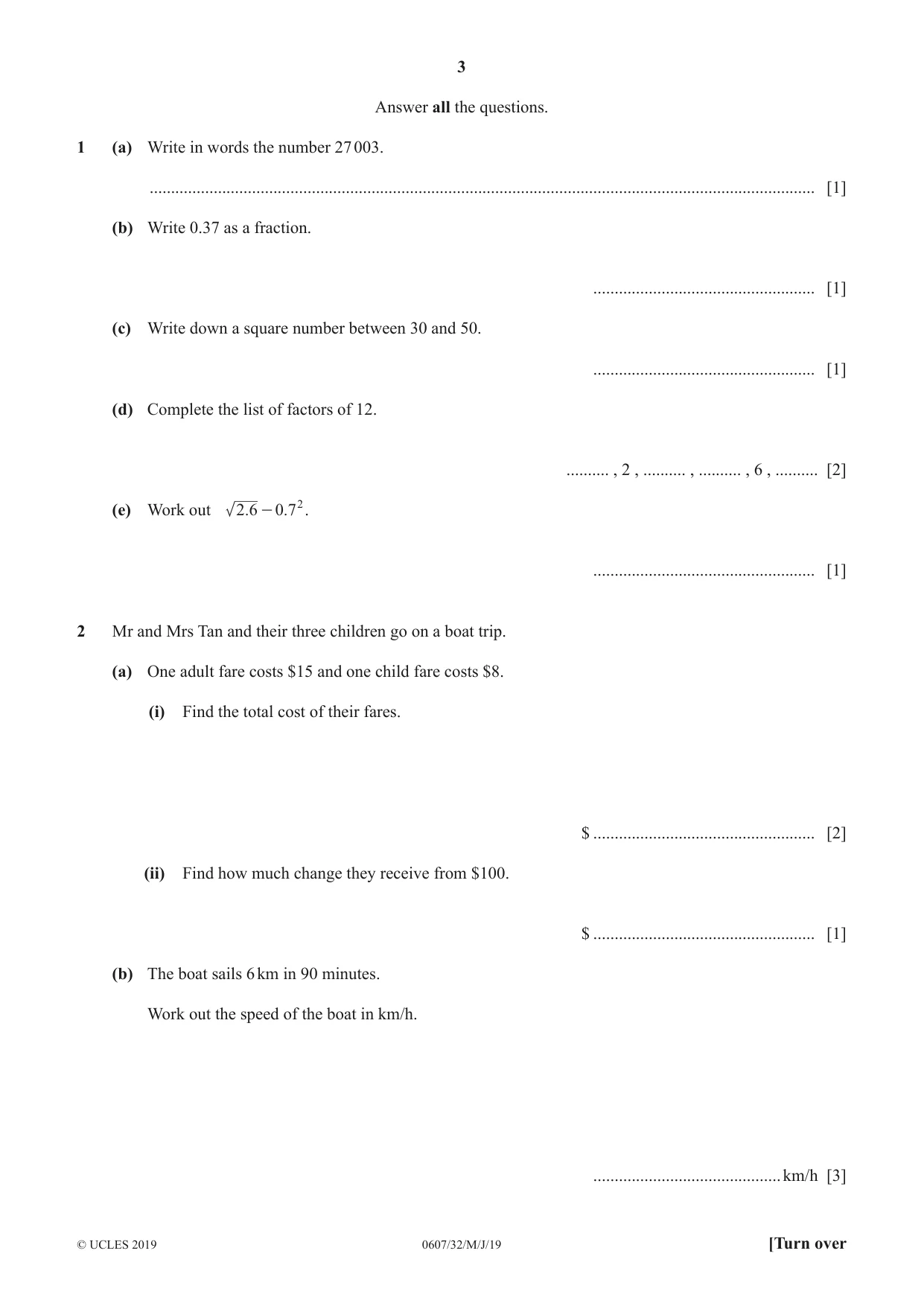 Cambridge IGCSE Mathematics - International 0607 2019 May/June Paper 3 · Variant 2 question paper, page 3 of 16