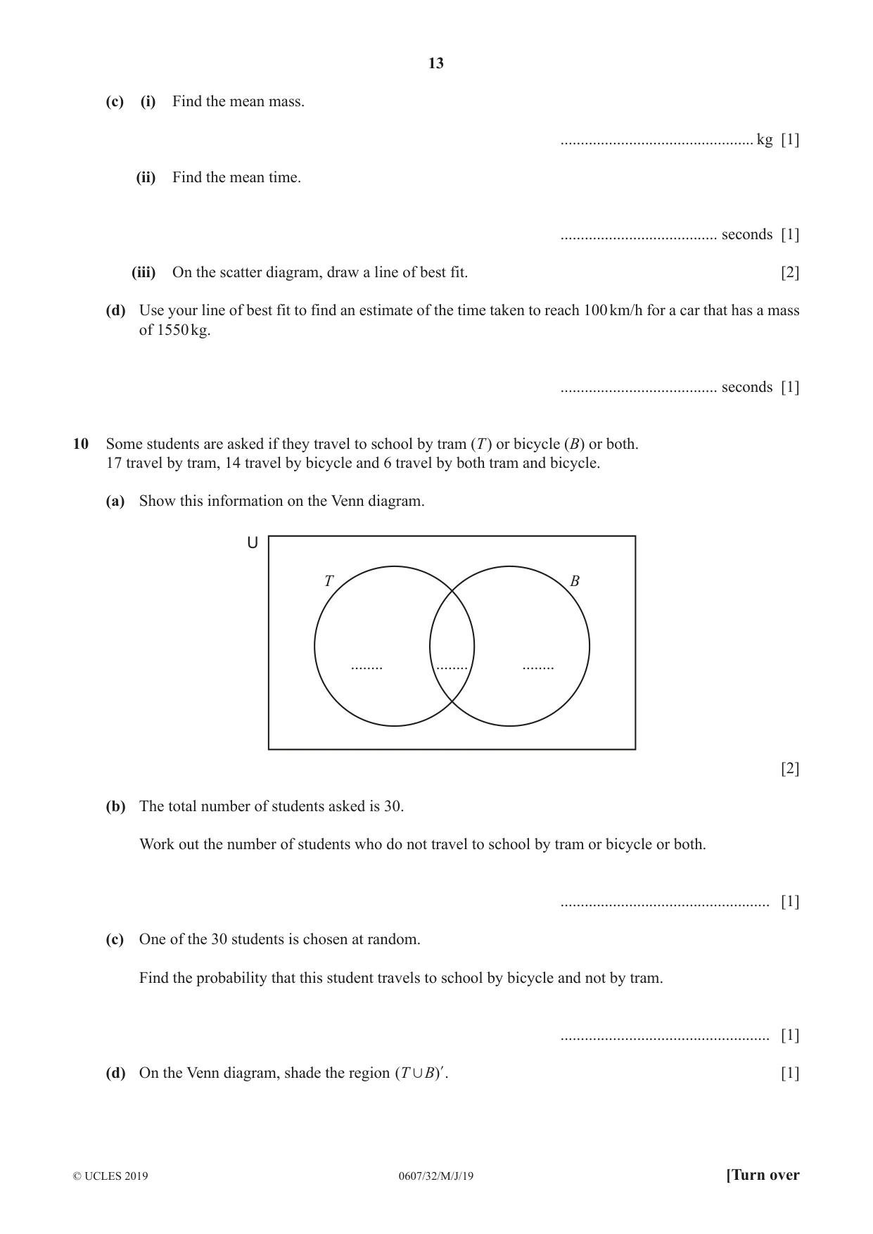 Cambridge IGCSE Mathematics - International 0607 2019 May/June Paper 3 · Variant 2 question paper, page 13 of 16