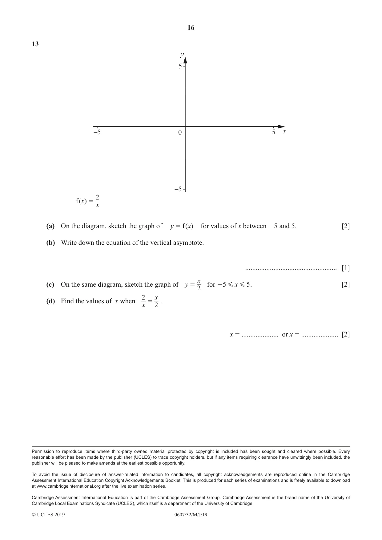 Cambridge IGCSE Mathematics - International 0607 2019 May/June Paper 3 · Variant 2 question paper, page 16 of 16